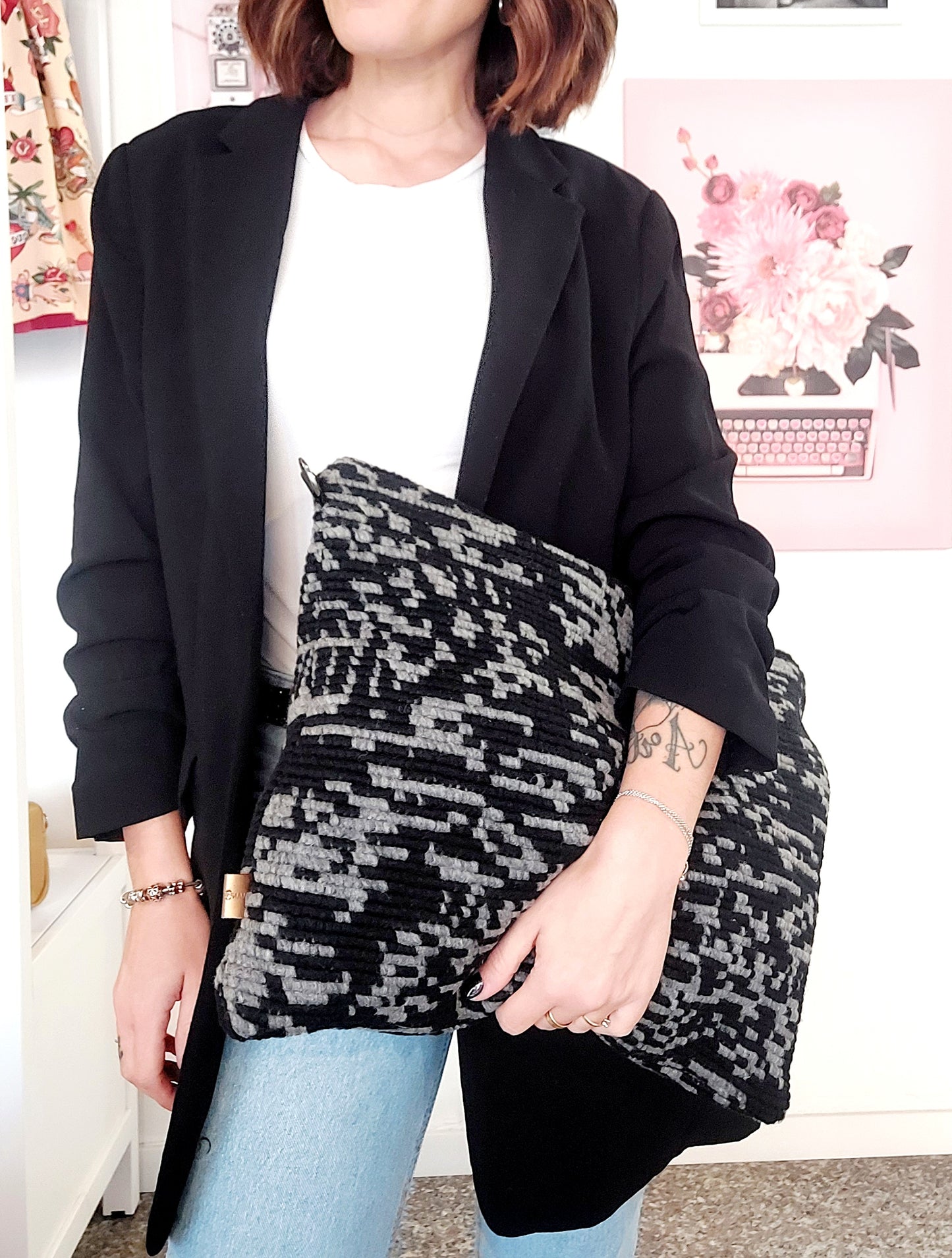 "ELSA" winter bag GREY/BLACK tracolla basic
