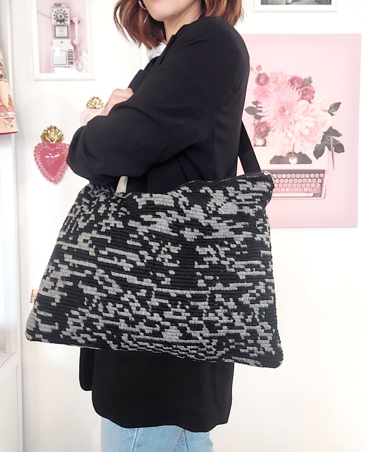 "ELSA" winter bag GREY/BLACK tracolla basic