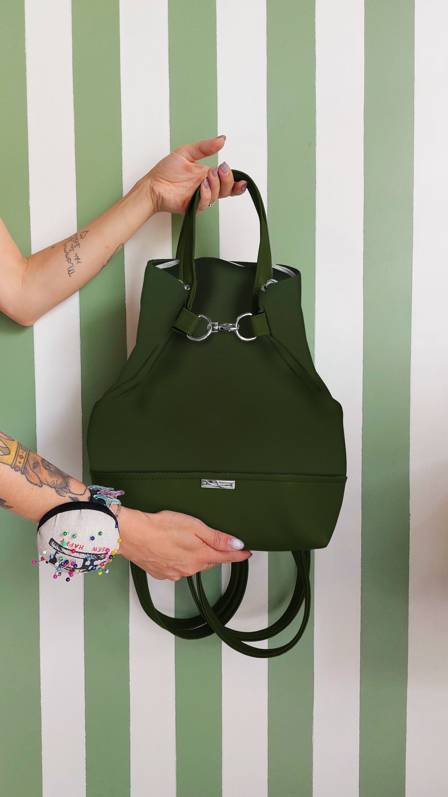 BORSA ZAINO 3 IN 1 VERDE tinta unita