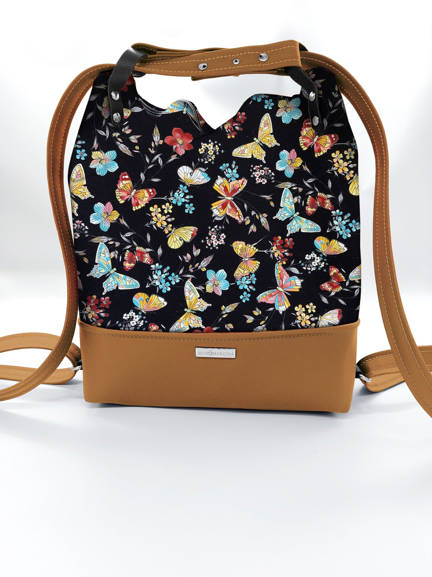 BORSA/ZAINO "BETTA" 2 IN 1 - CUOIO / butterfly nero
