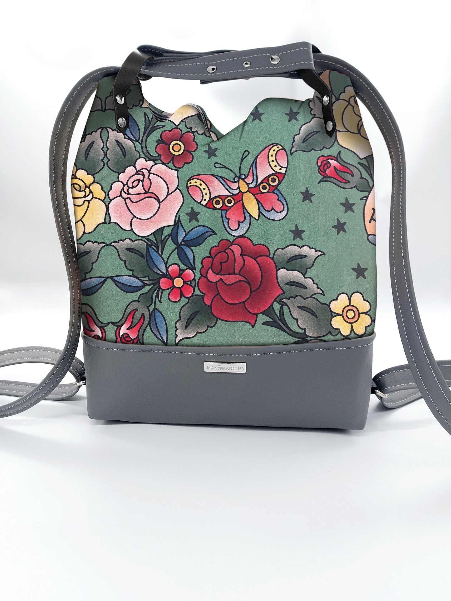 BORSA/ZAINO "BETTA" 2 IN 1 - GRIGIO /true love verde