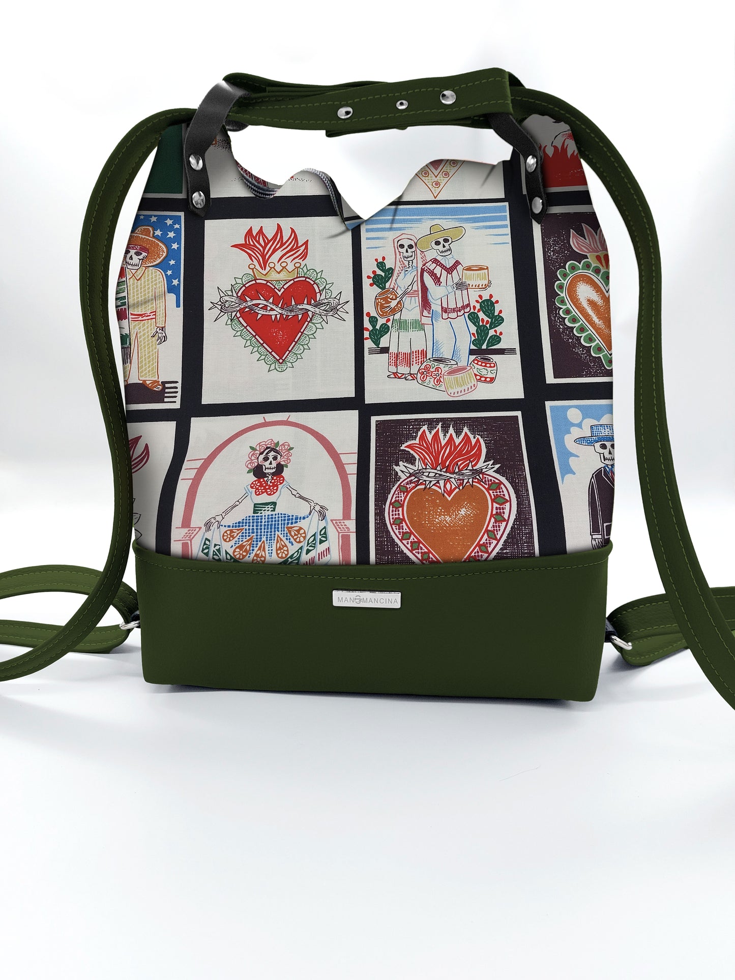 BORSA/ZAINO "BETTA" 2 IN 1 - VERDE/ex voto nero