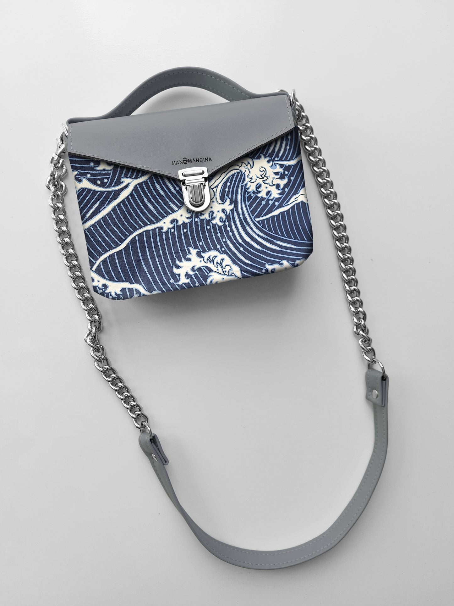 BORSETTA grigio/onde blu