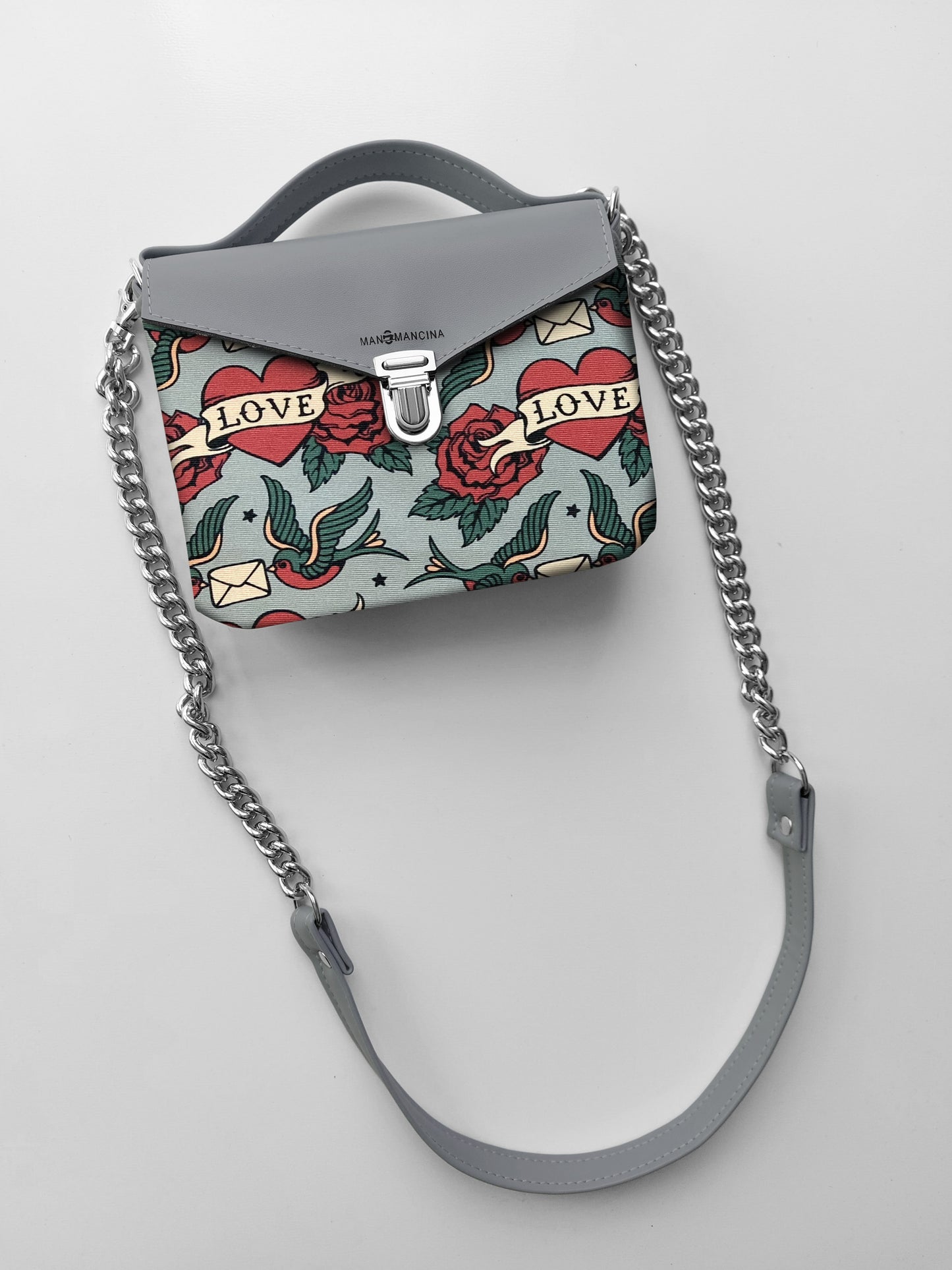BORSETTA grigio / love rondini
