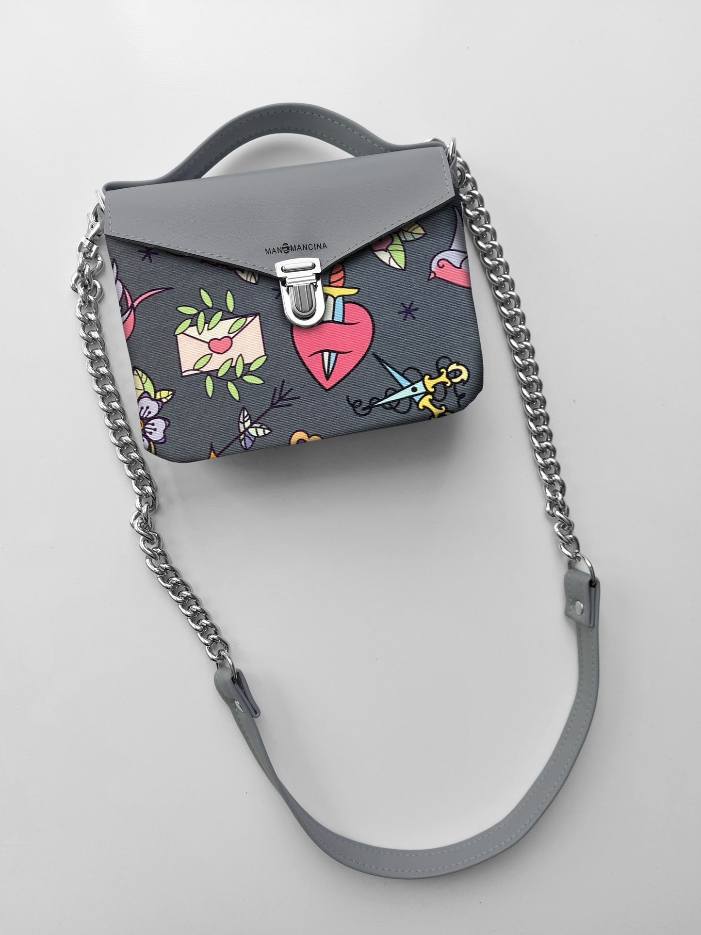 BORSETTA grigio / love pink
