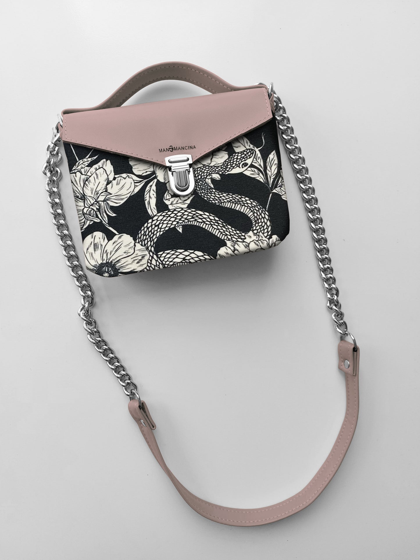 BORSETTA rosa cipria / fiori serpenti