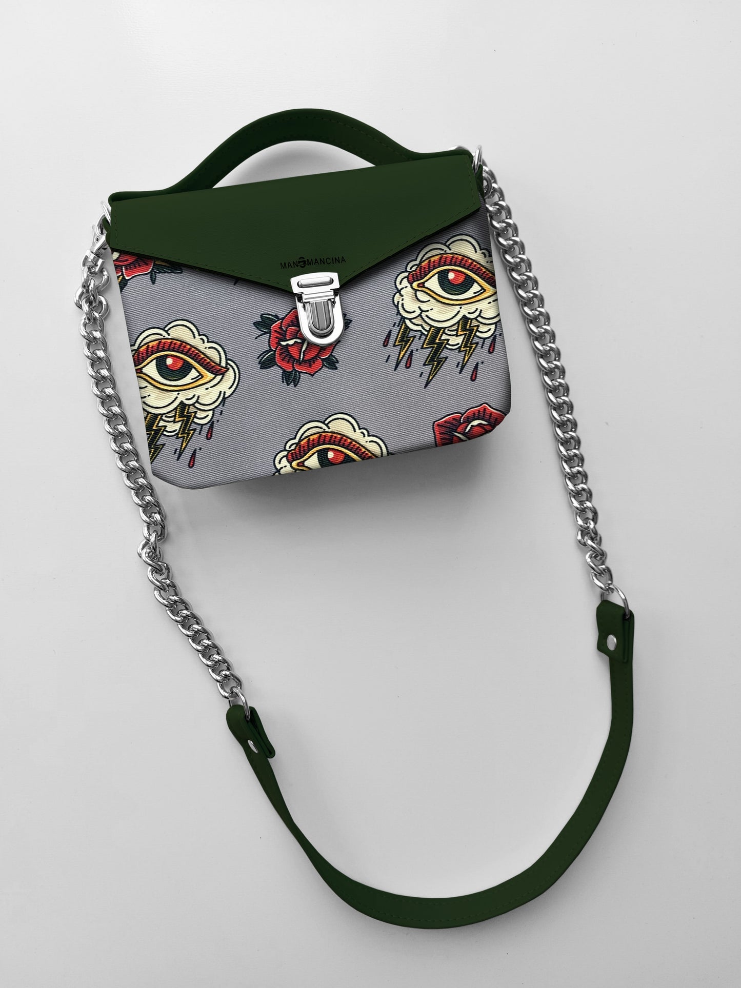 BORSETTA verde / tattoo grigio