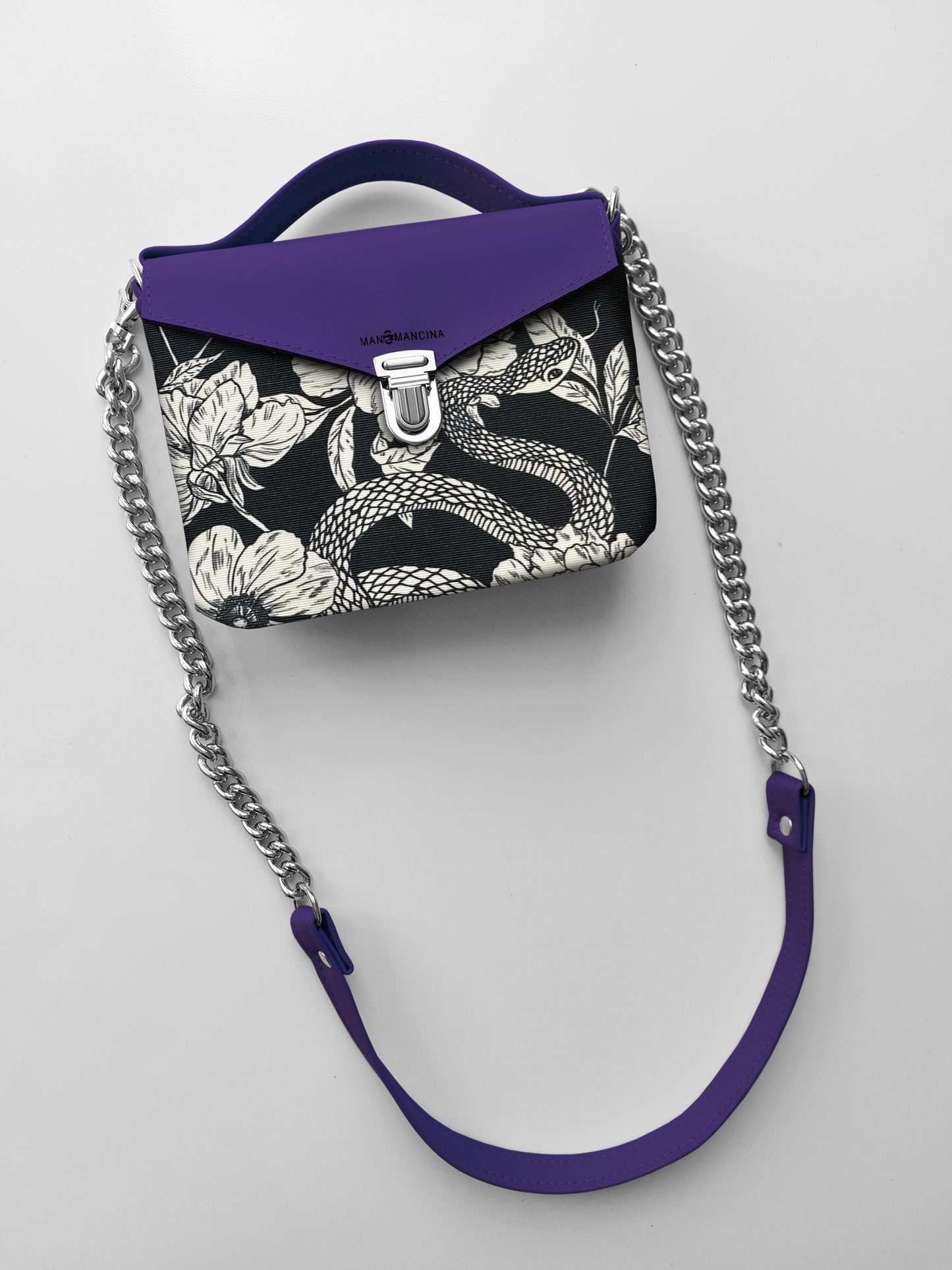 BORSETTA viola / fiori serpenti