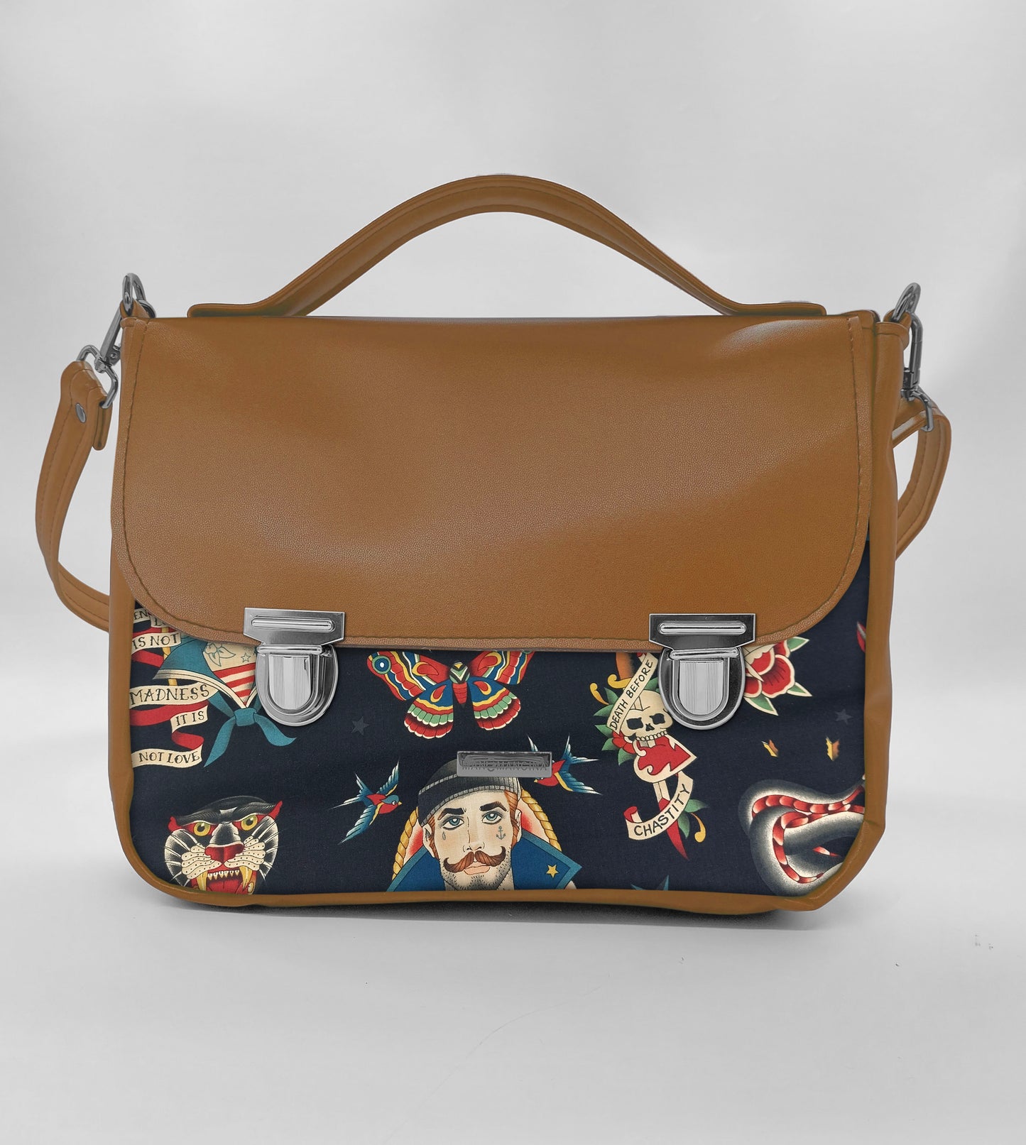 "DOTTY" VEGAN maxi SIMILPELLE cuoio/sailor
