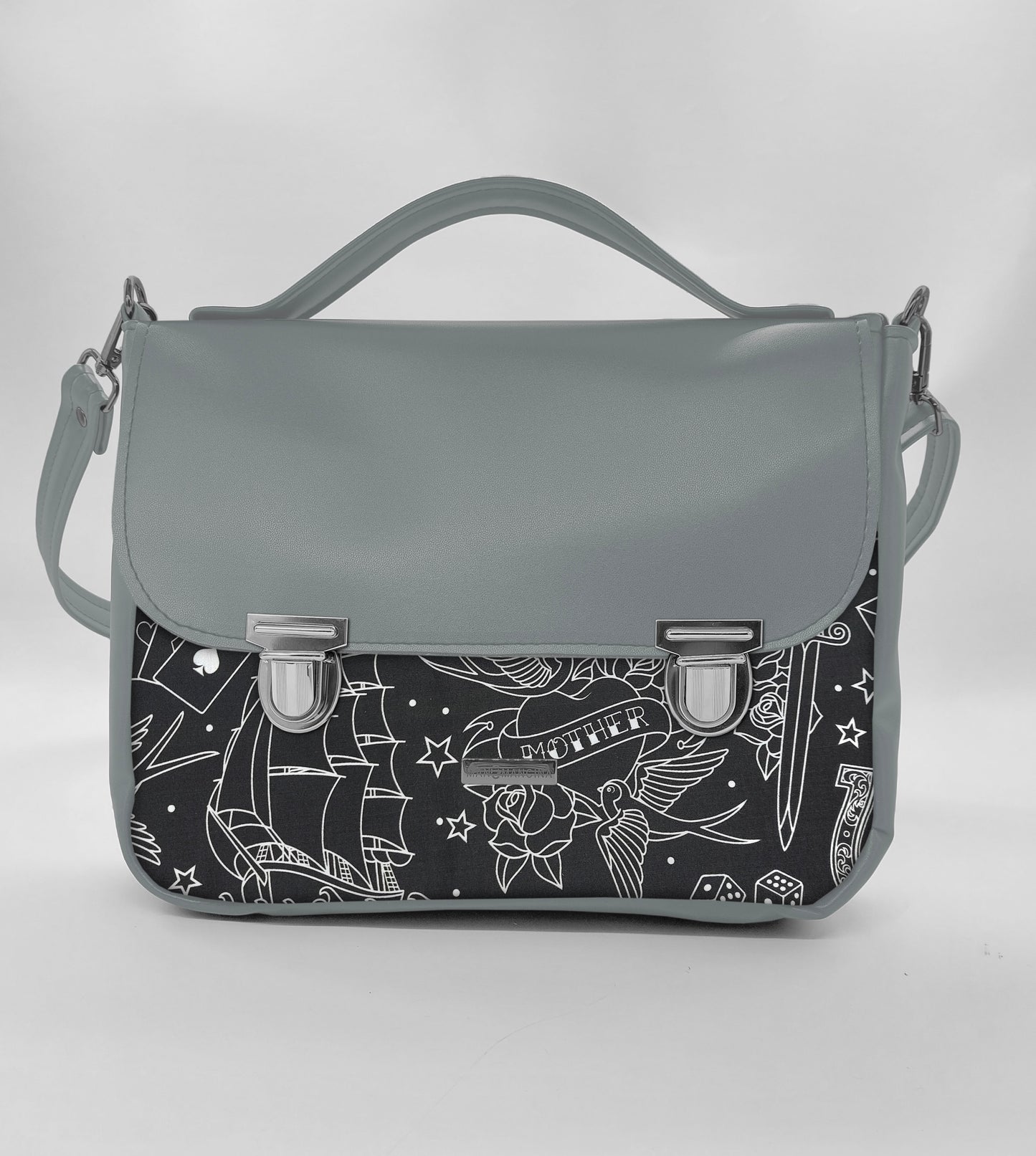 "DOTTY" VEGAN maxi SIMILPELLE grigio/tattoo black
