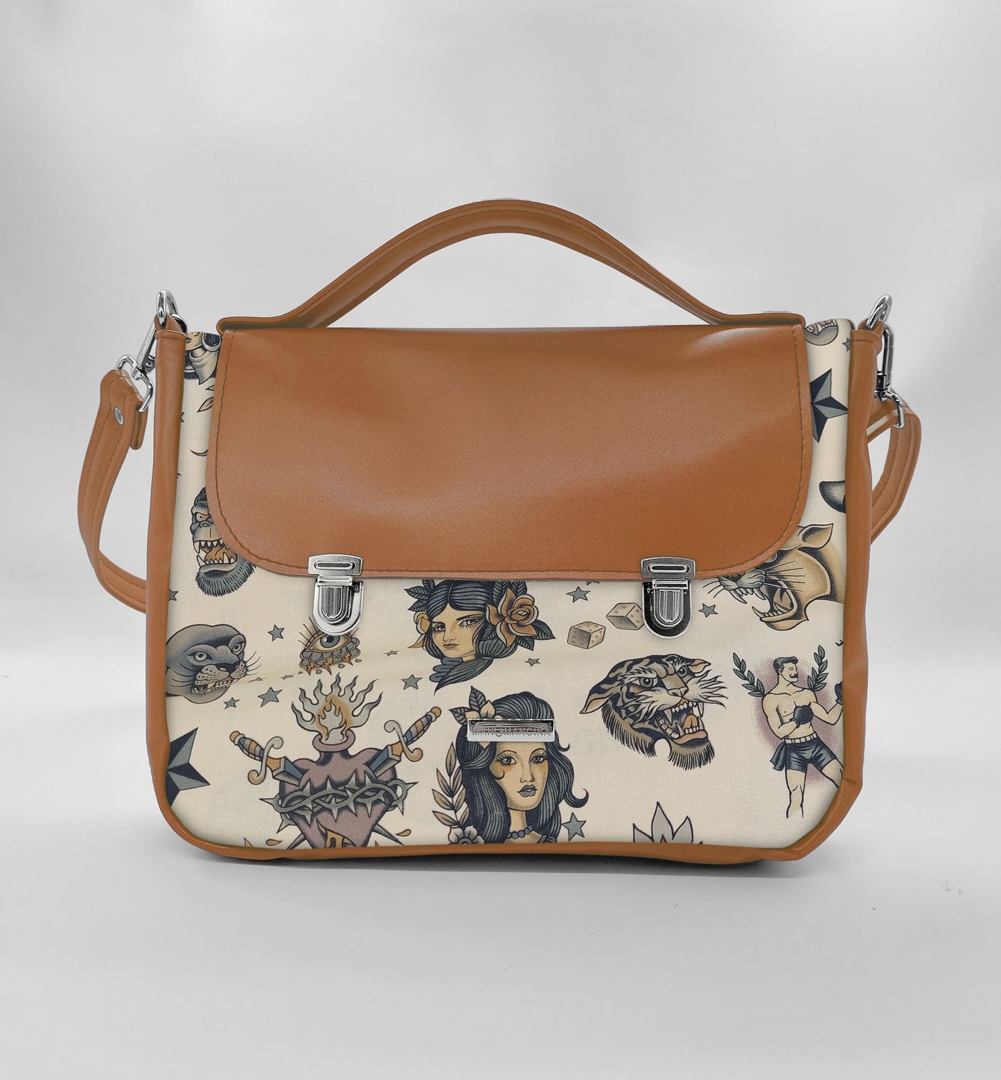 "DOTTY" VEGAN midi SIMILPELLE cuoio/tutte le fantasie