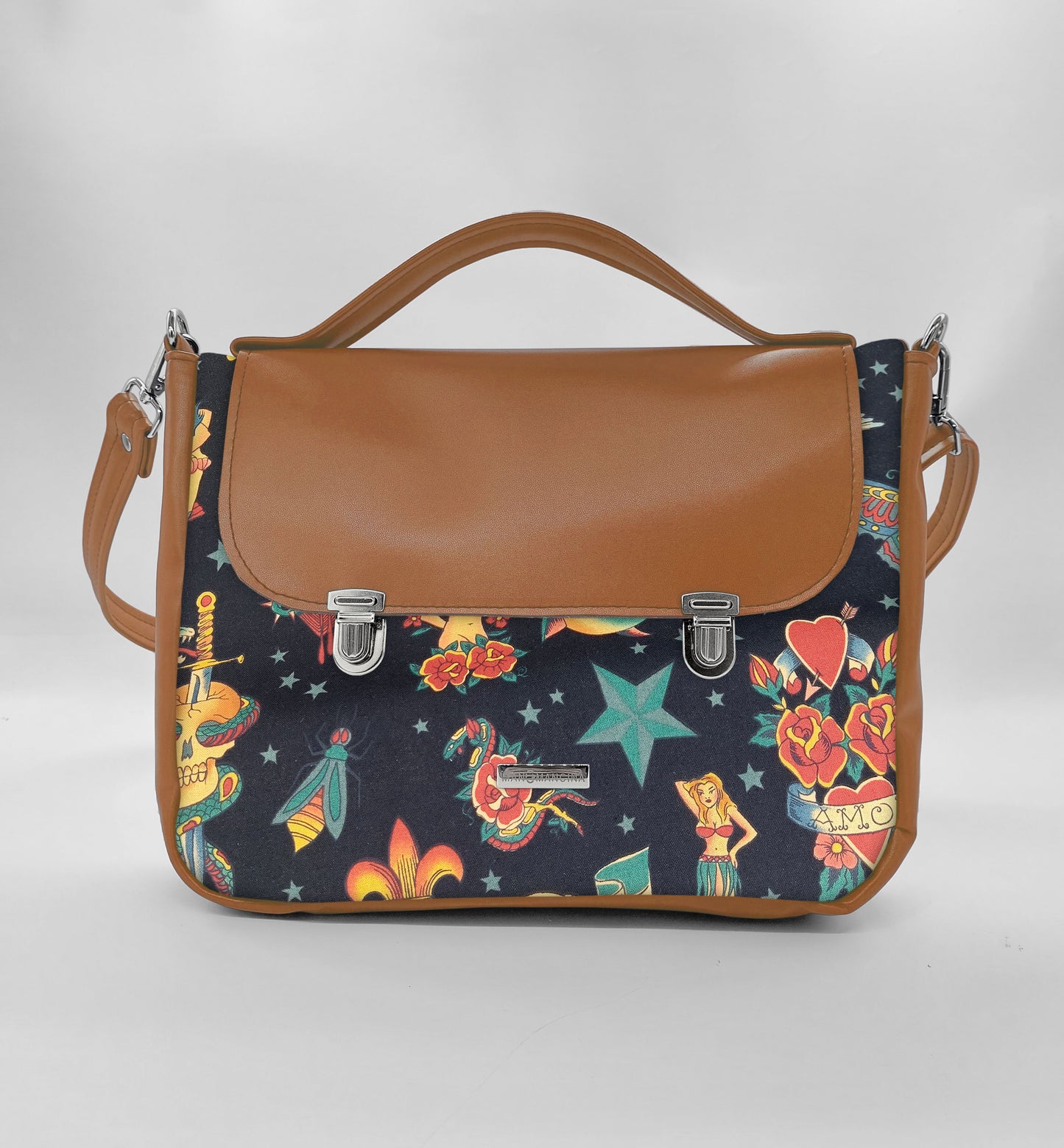 "DOTTY" VEGAN midi SIMILPELLE cuoio/tutte le fantasie