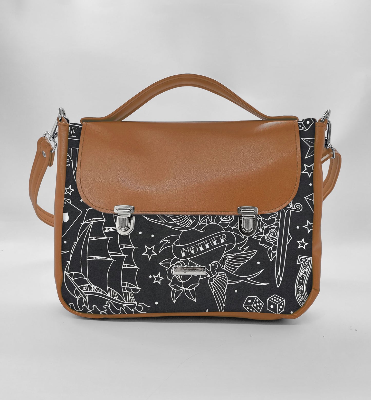 "DOTTY" VEGAN midi SIMILPELLE cuoio/tutte le fantasie