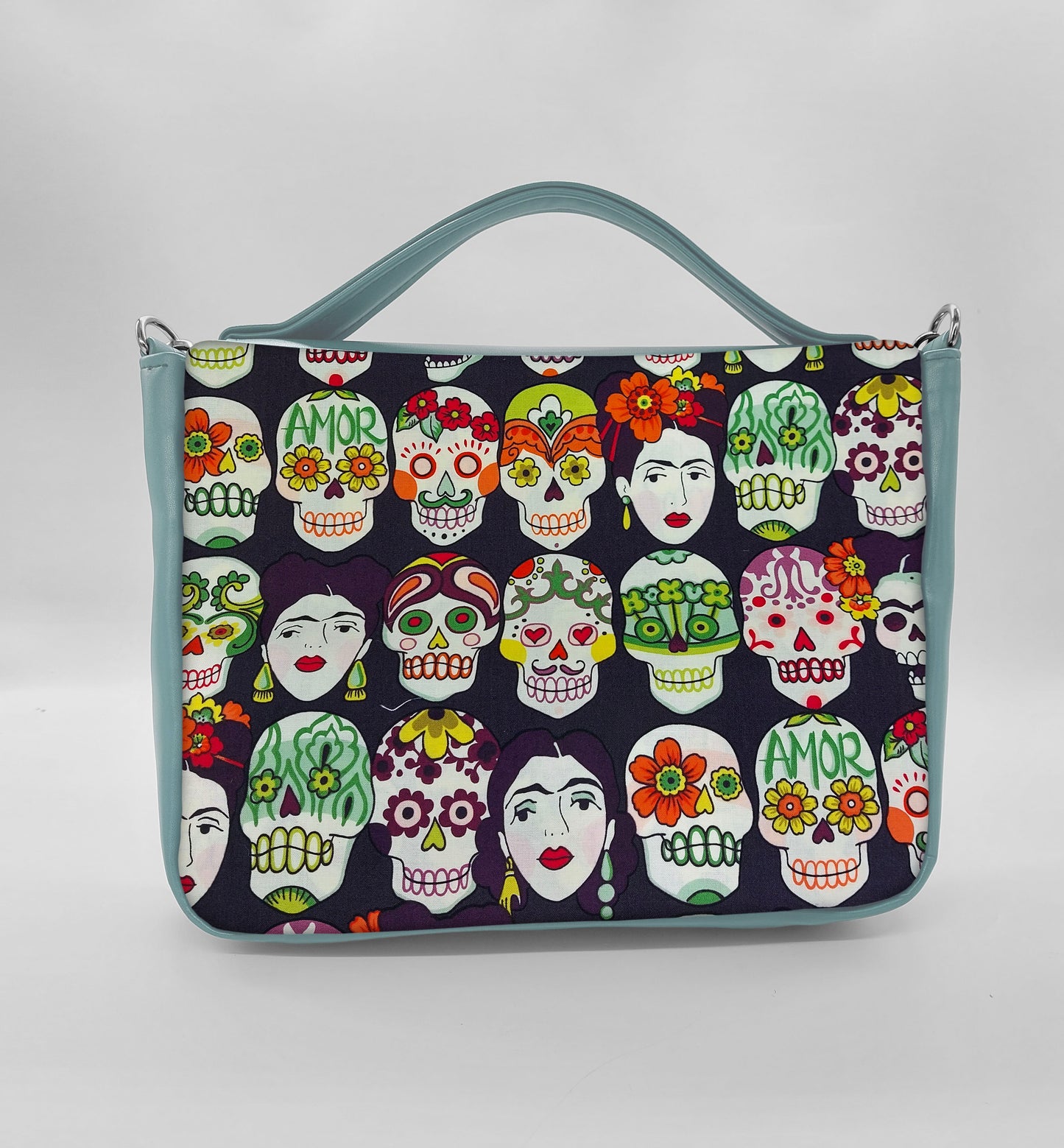"DOTTY" VEGAN midi SIMILPELLE verde pastello/frida teschi
