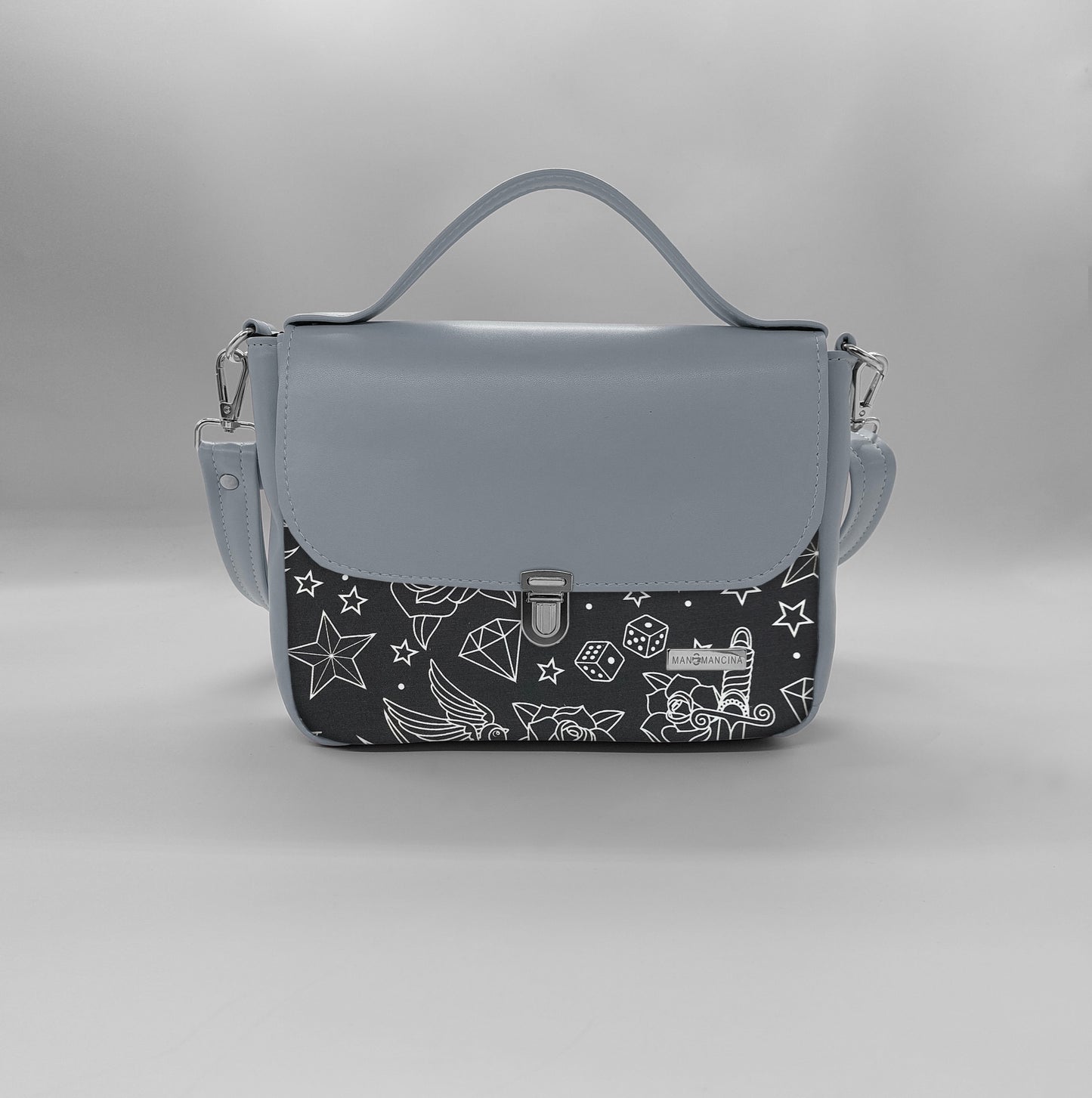 "DOTTY" VEGAN mini SIMILPELLE grigio / tattoo black