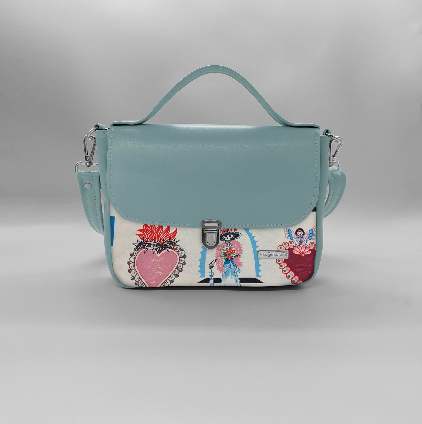"DOTTY" VEGAN mini SIMILPELLE verde pastello/ex voto beige