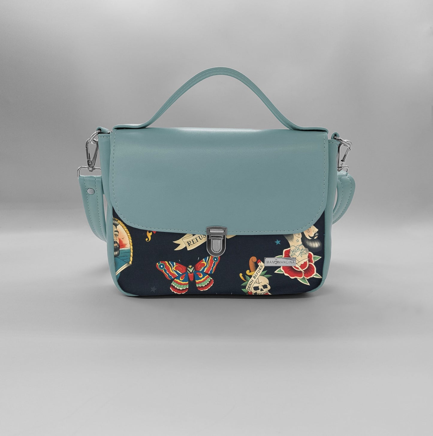 "DOTTY" VEGAN mini SIMILPELLE verde pastello/sailor