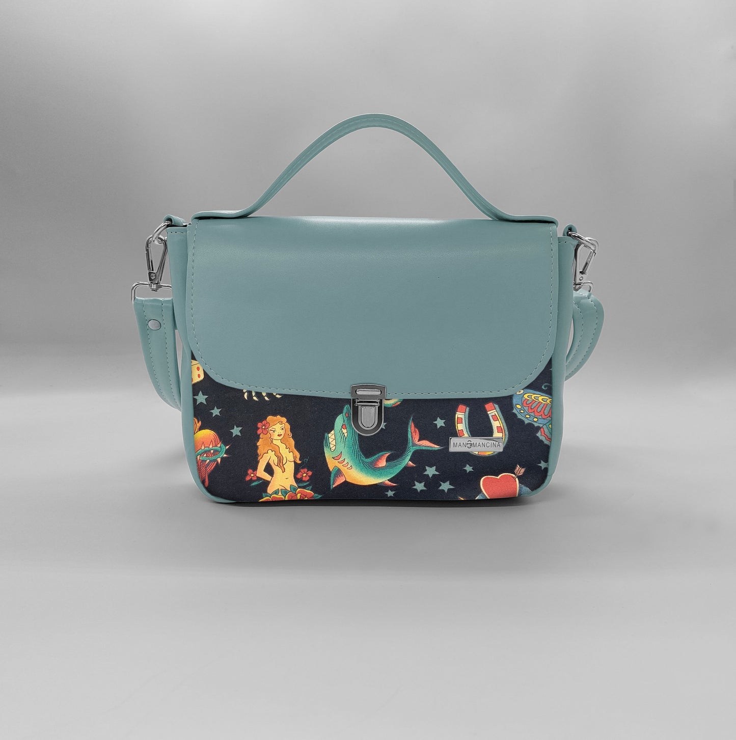 "DOTTY" VEGAN mini SIMILPELLE verde pastello/tattoo one