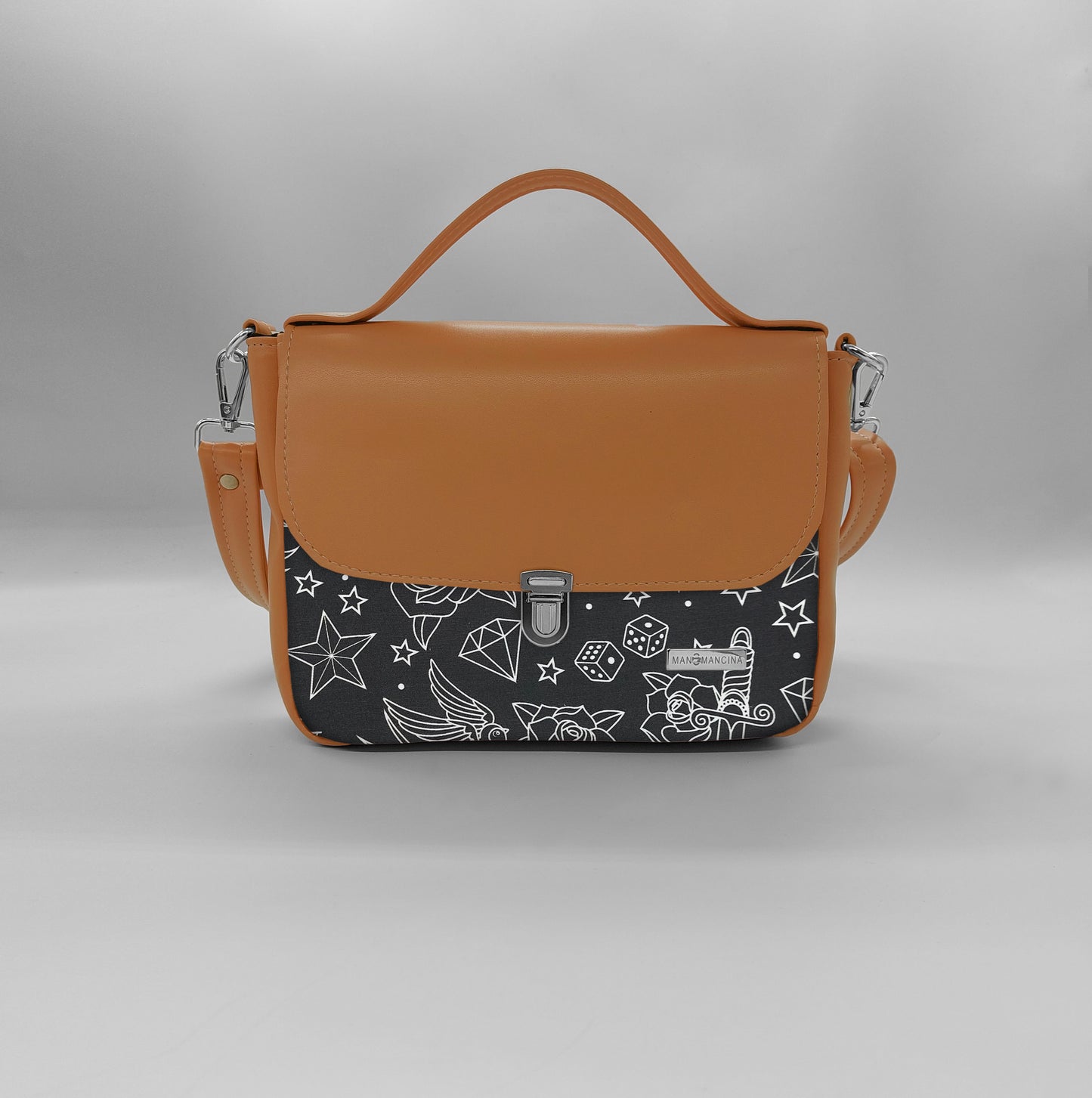 "DOTTY" VEGAN mini SIMILPELLE cuoio Tattoo Total Black