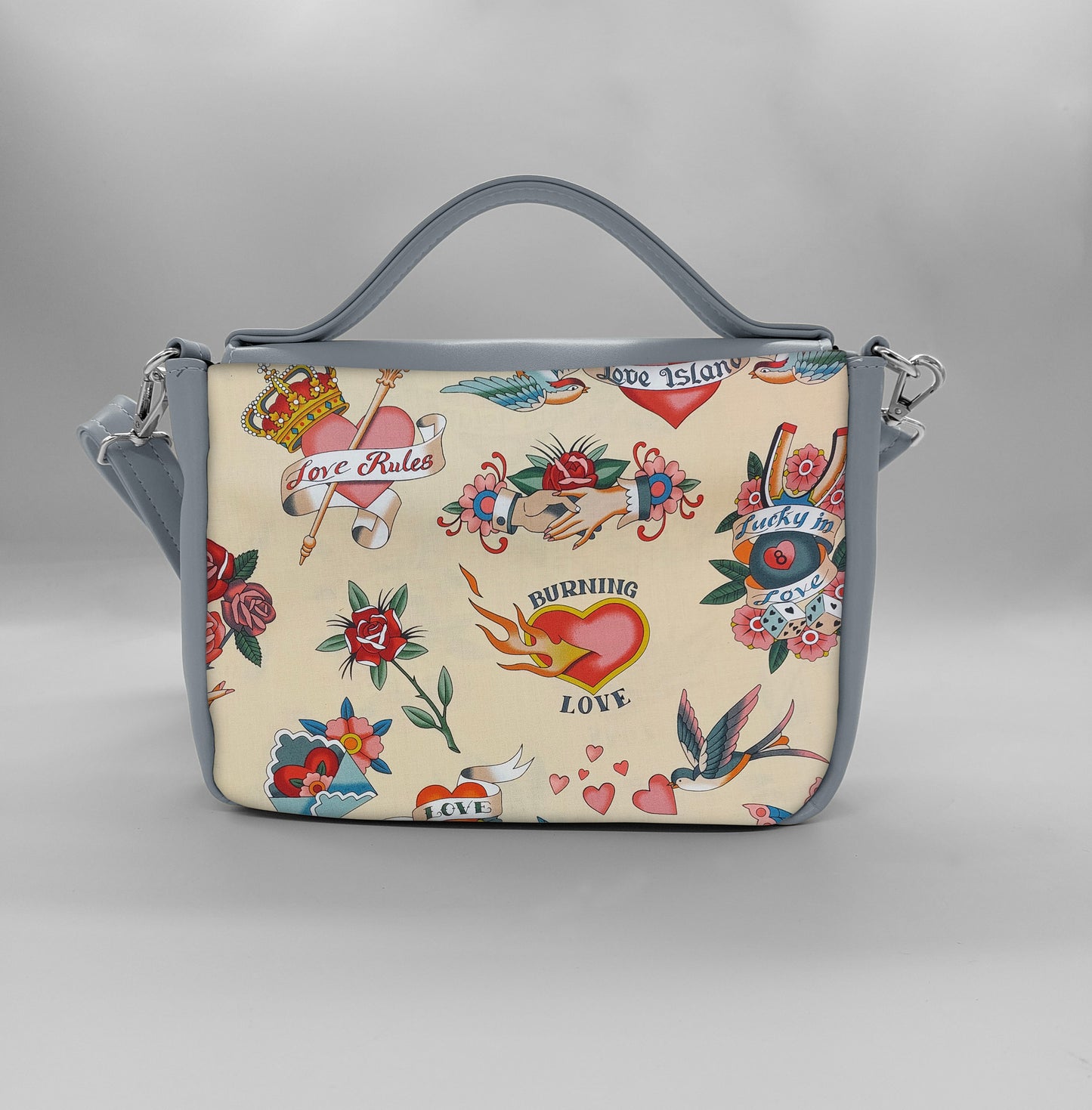 "DOTTY" VEGAN mini SIMILPELLE grigio / new love beige