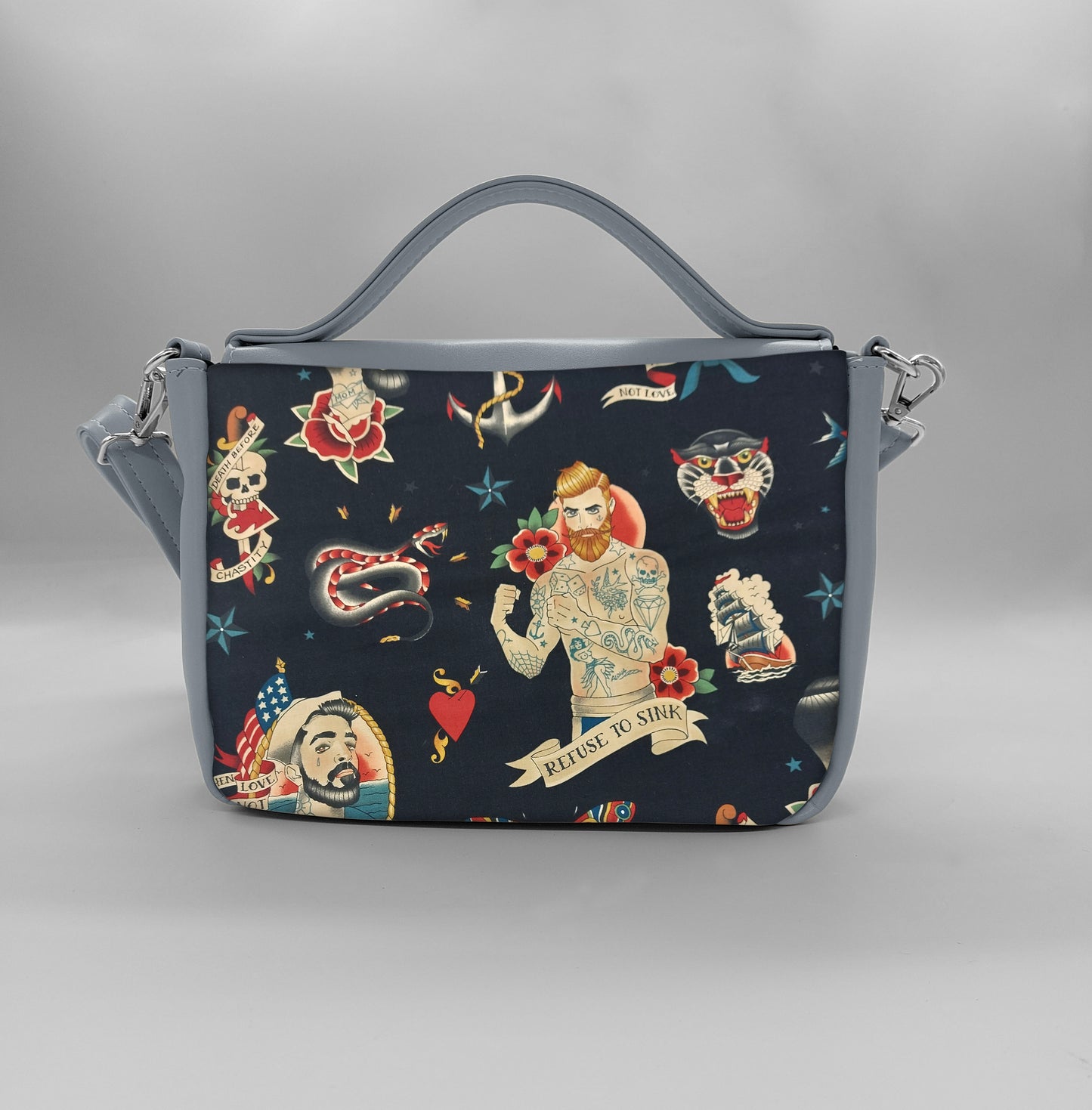 "DOTTY" VEGAN mini SIMILPELLE grigio / sailor