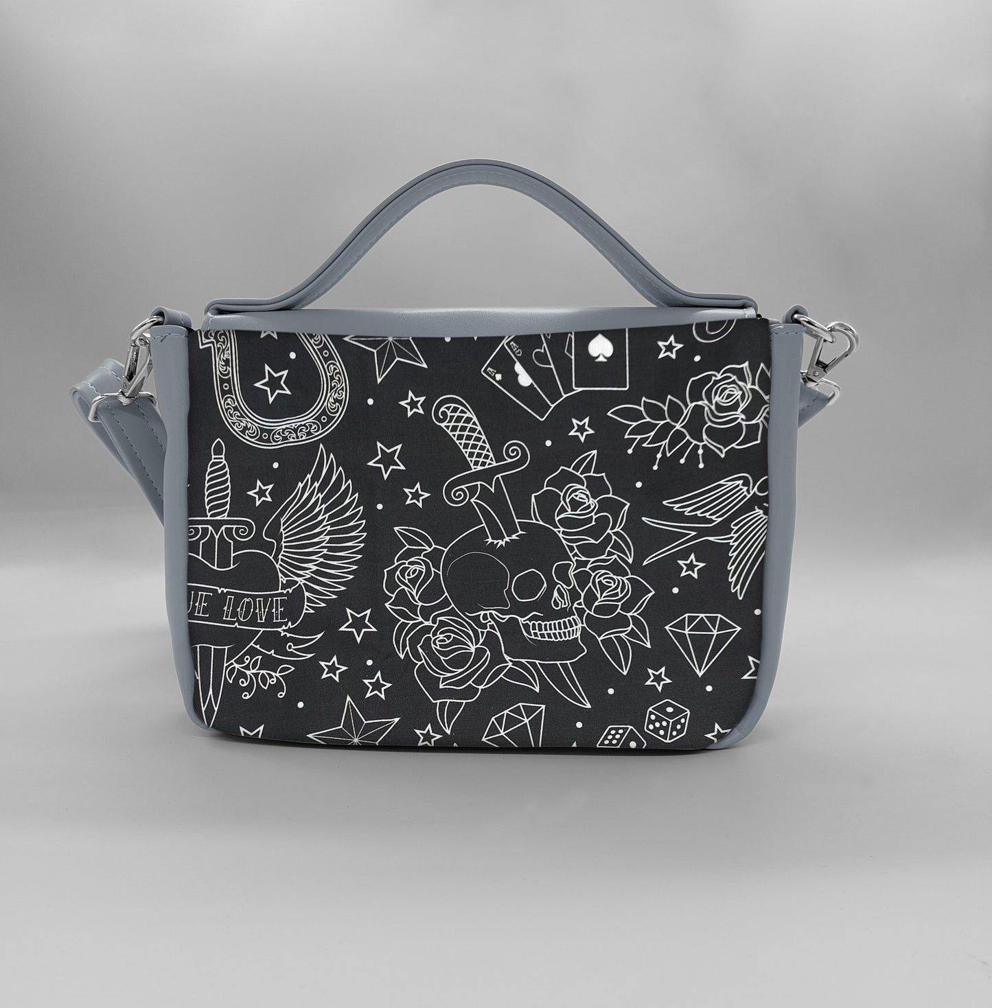 "DOTTY" VEGAN mini SIMILPELLE grigio / tattoo black