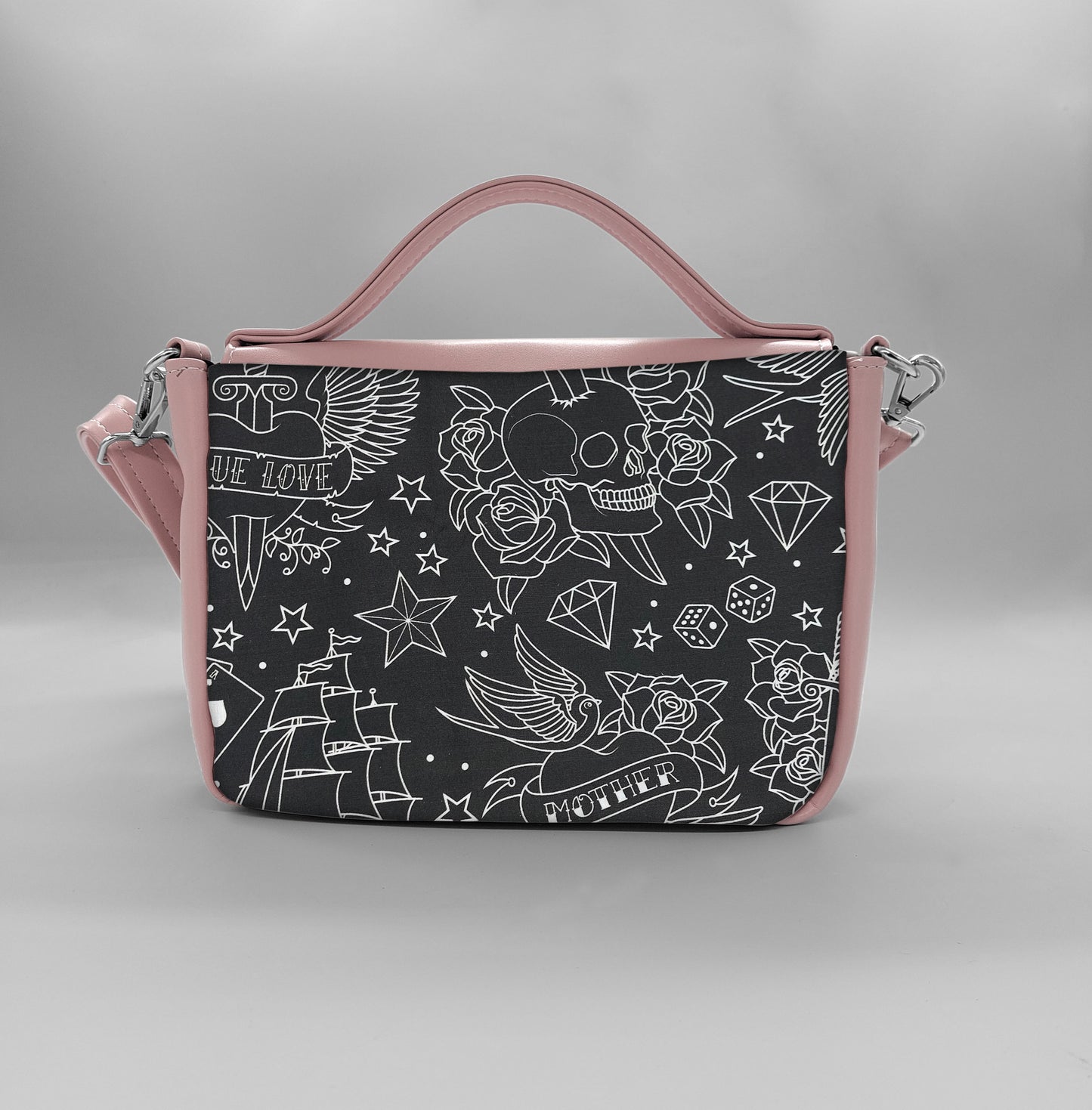 "DOTTY" VEGAN mini SIMILPELLE rosa antico / tattoo black