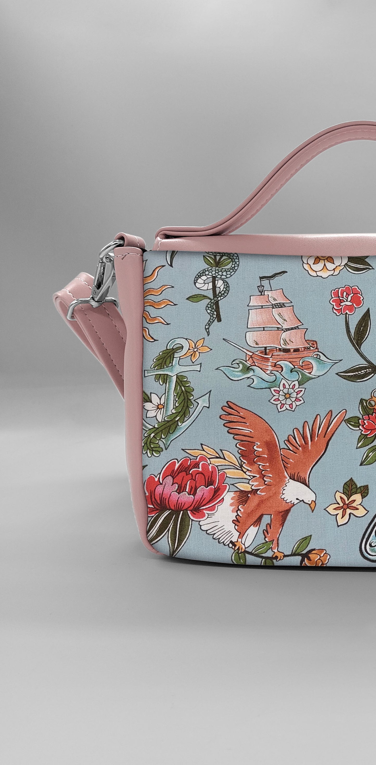 "DOTTY" VEGAN mini SIMILPELLE rosa antico / tell tale azzurro