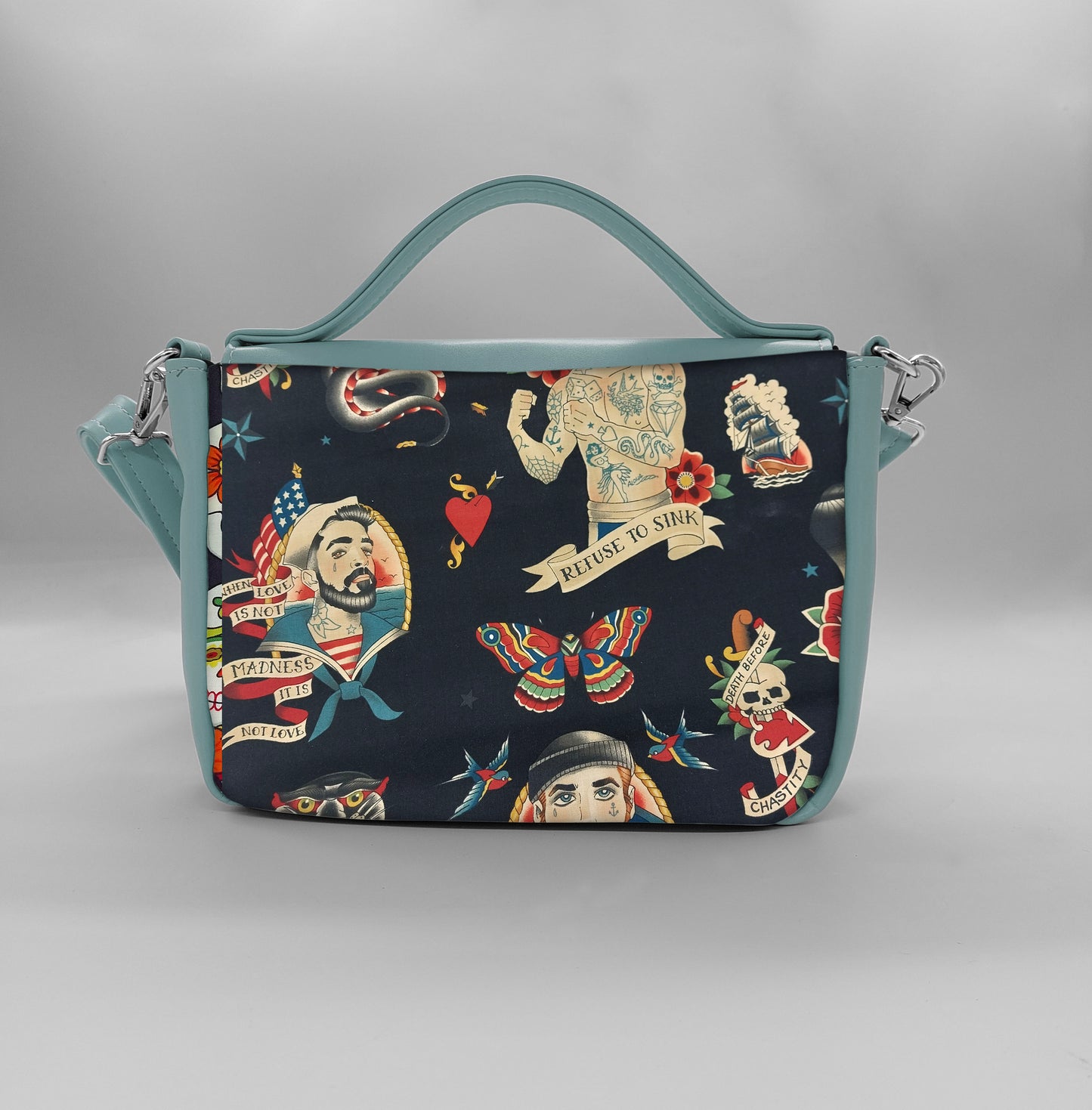 "DOTTY" VEGAN mini SIMILPELLE verde pastello/sailor