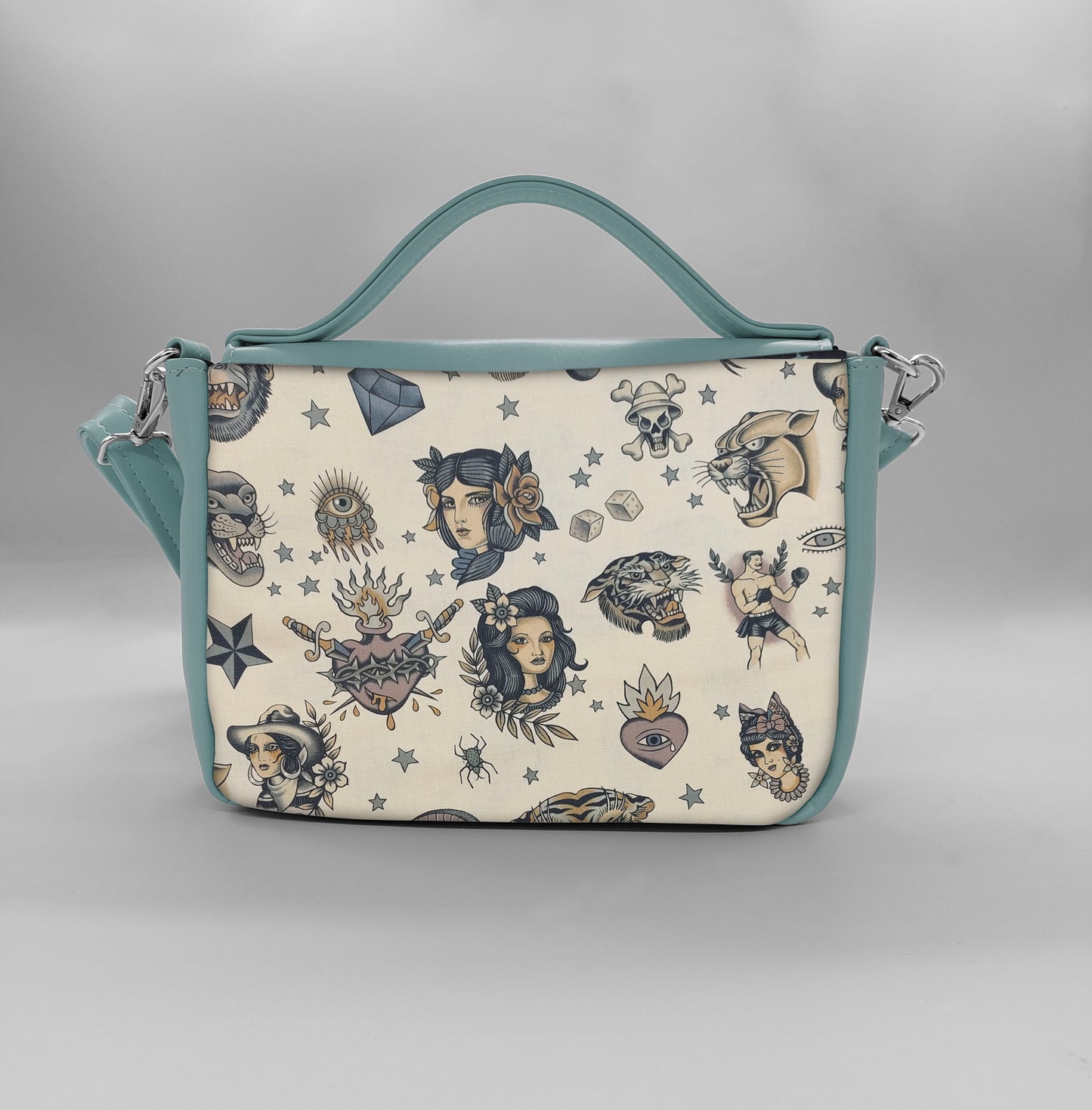 "DOTTY" VEGAN mini SIMILPELLE verde pastello/tattoo beige