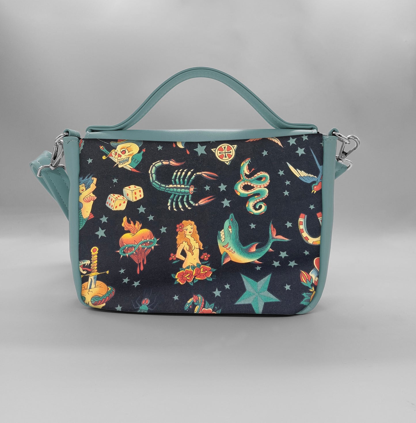 "DOTTY" VEGAN mini SIMILPELLE verde pastello/tattoo one