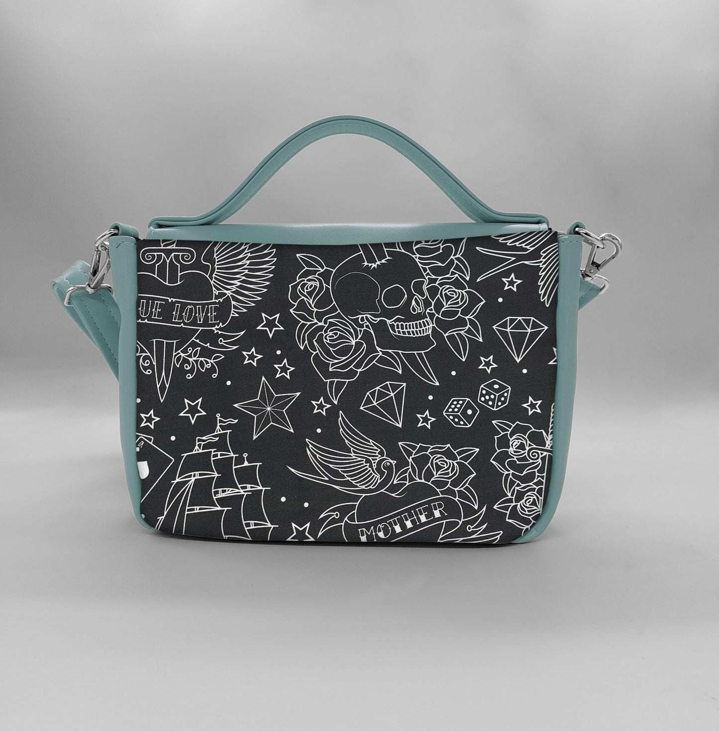 "DOTTY" VEGAN mini SIMILPELLE verde pastello/tattoo black