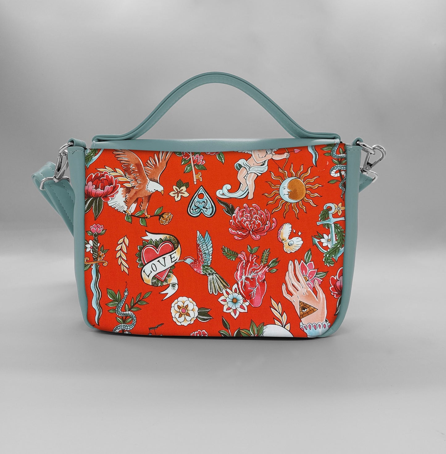 "DOTTY" VEGAN mini SIMILPELLE verde pastello /tell tale rosso
