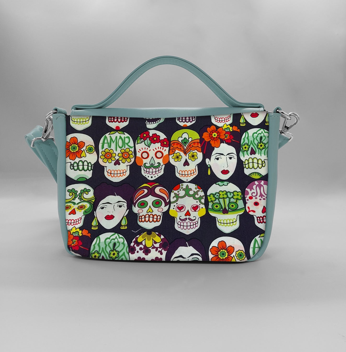 "DOTTY" VEGAN mini SIMILPELLE verde pastello/teschi Frida