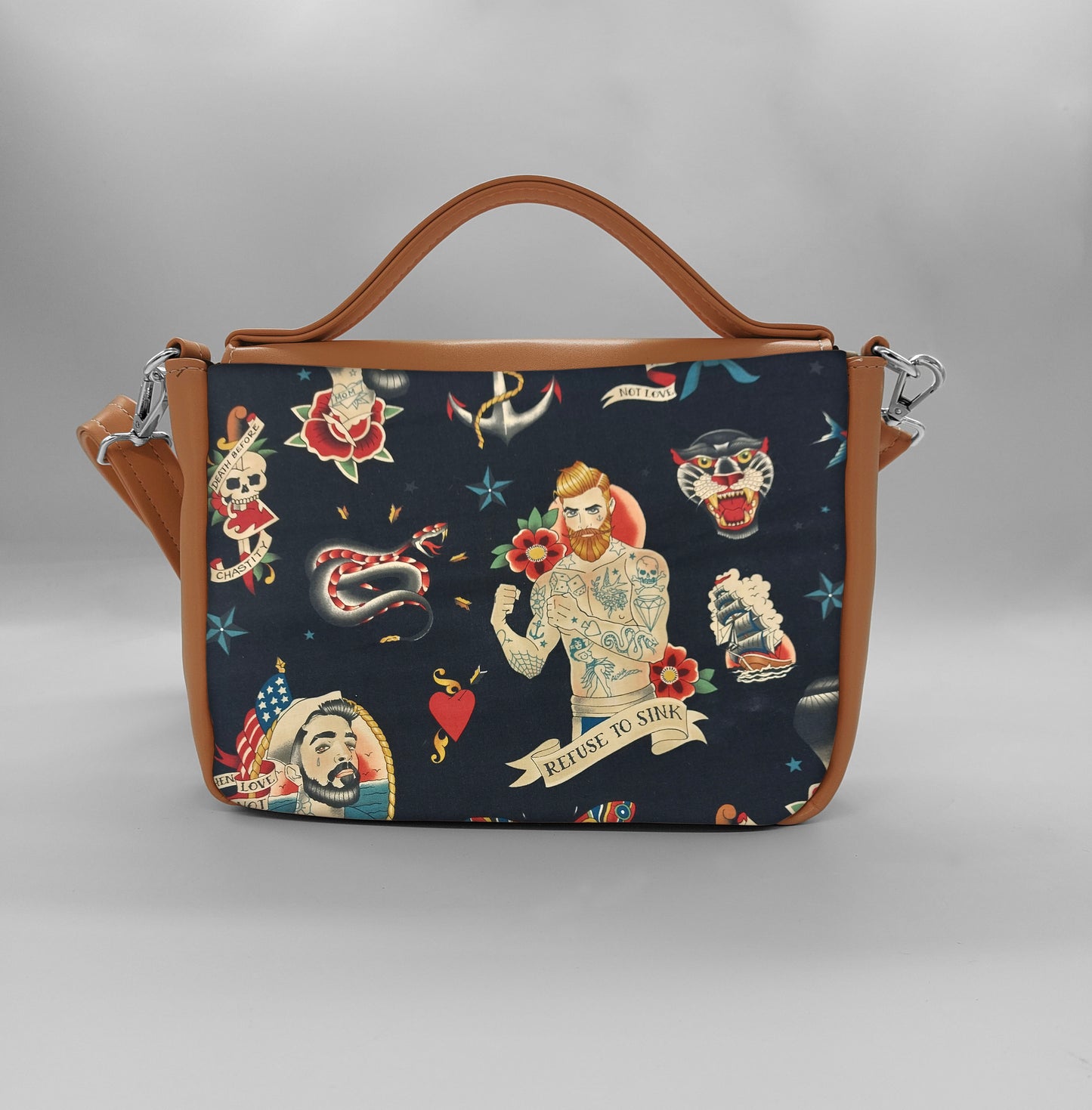 "DOTTY" VEGAN mini SIMILPELLE cuoio/ Sailor