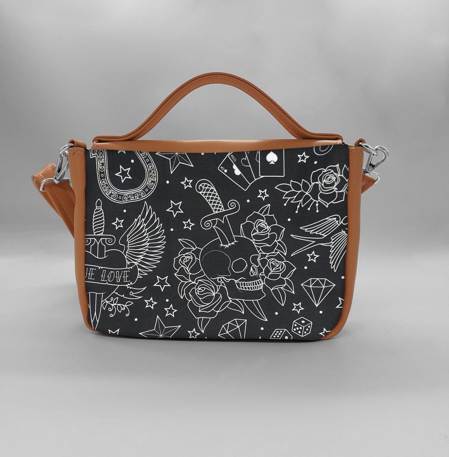 "DOTTY" VEGAN mini SIMILPELLE cuoio Tattoo Total Black
