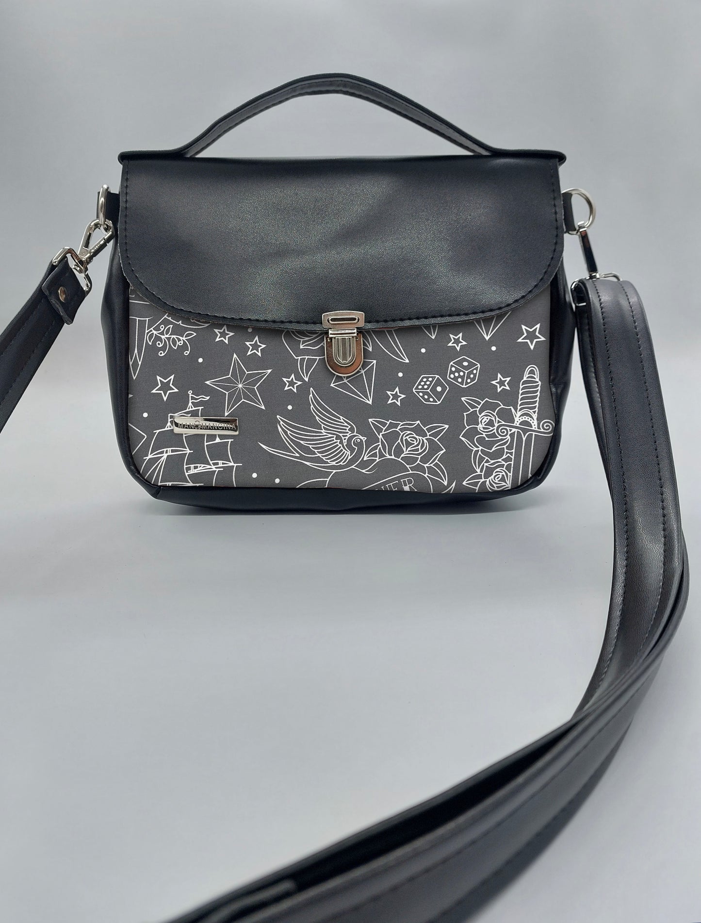 "DOTTY" VEGAN mini SIMILPELLE nera TATTOO TOTAL BLACK