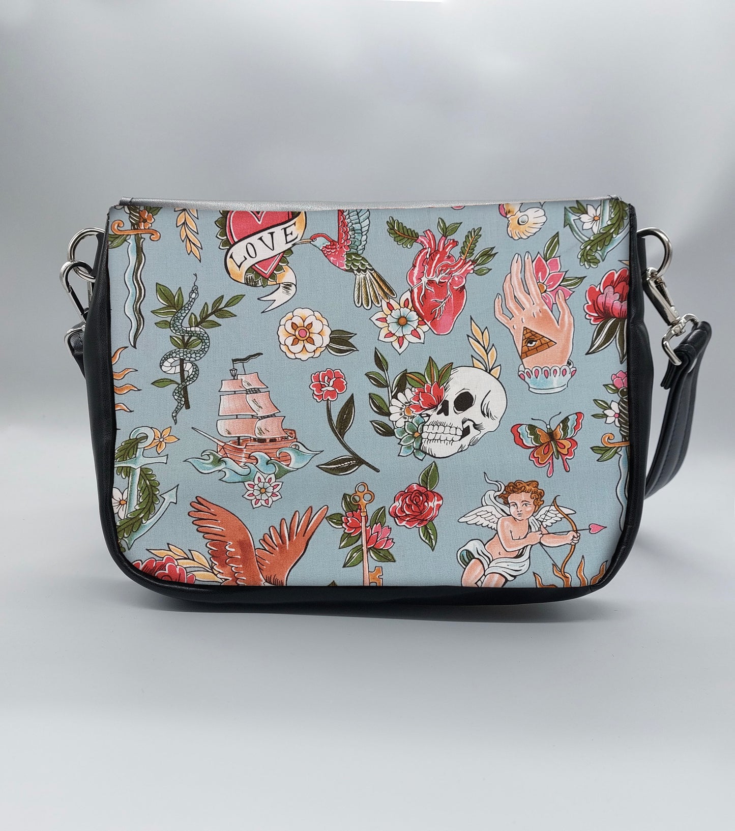 "DOTTY" VEGAN mini SIMILPELLE nera TELL TALE AZZURRO