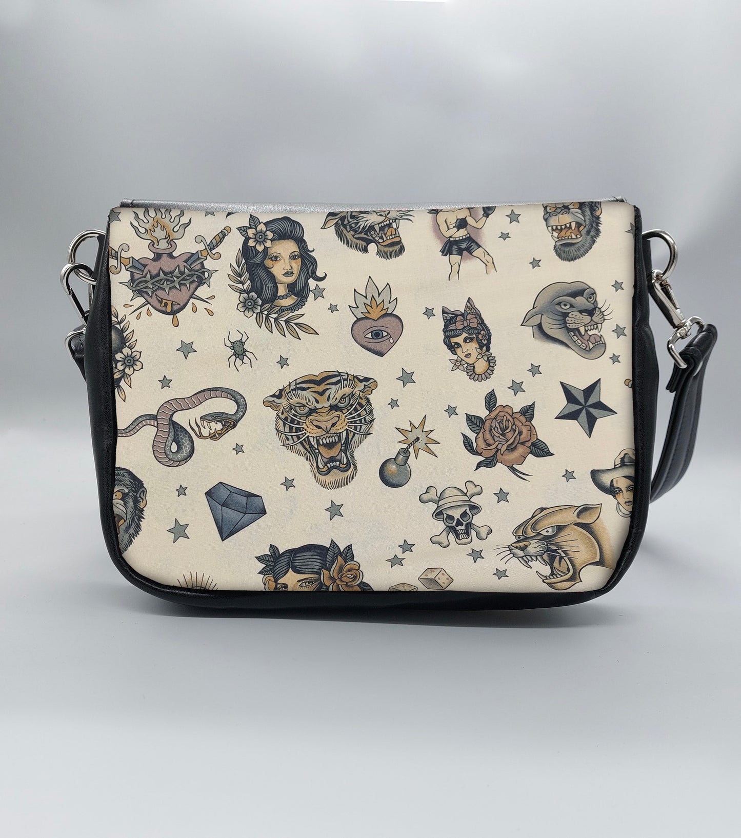 "DOTTY" VEGAN mini SIMILPELLE nera TATTOO BEIGE
