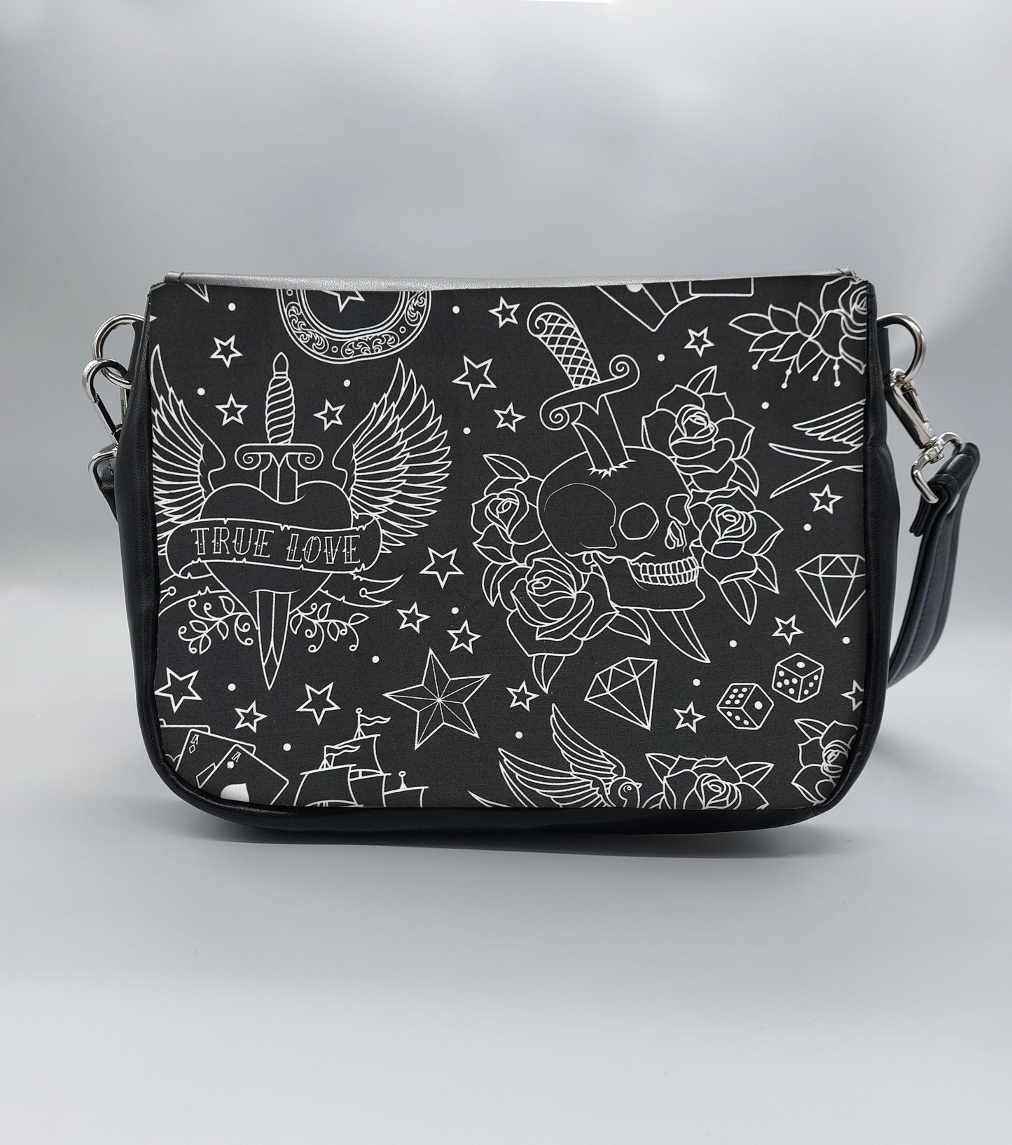 "DOTTY" VEGAN mini SIMILPELLE nera TATTOO TOTAL BLACK