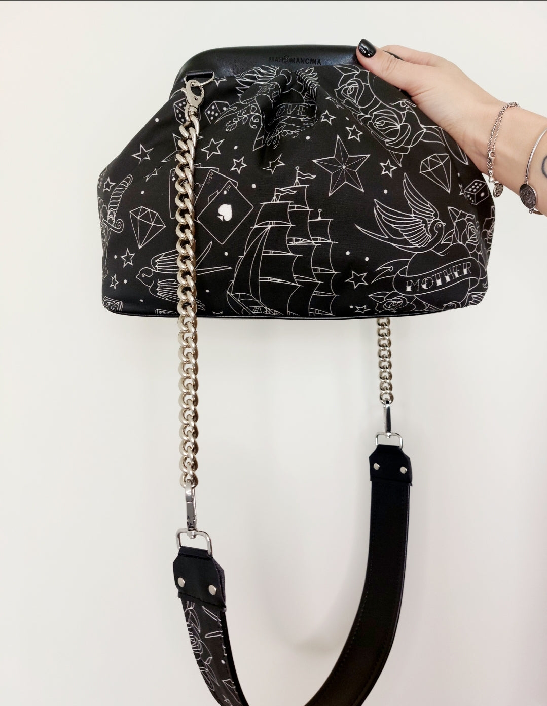 BORSA CLIC CLAC nero/tattoo nero