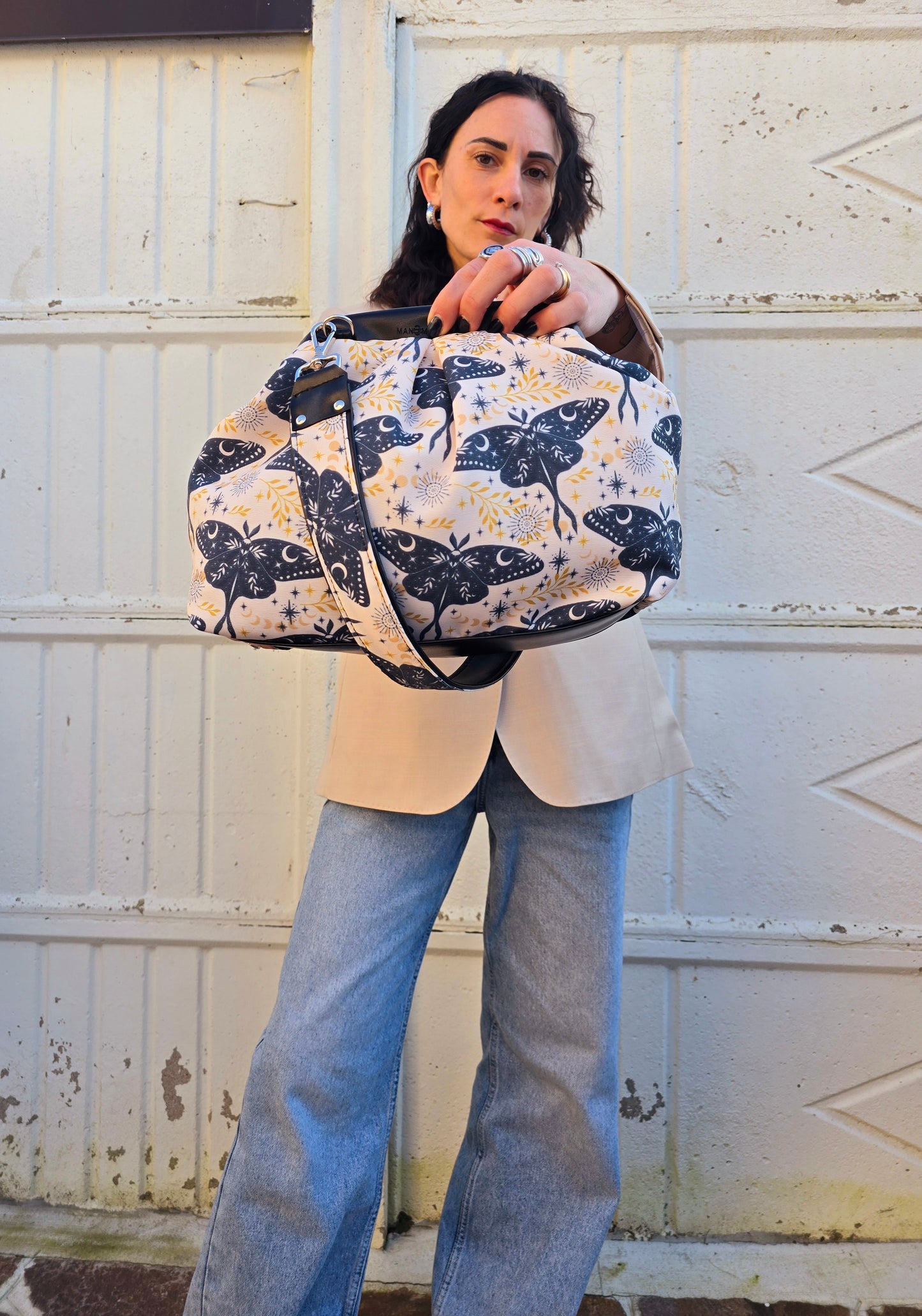 BORSA CLIC CLAC nero / butterfly beige