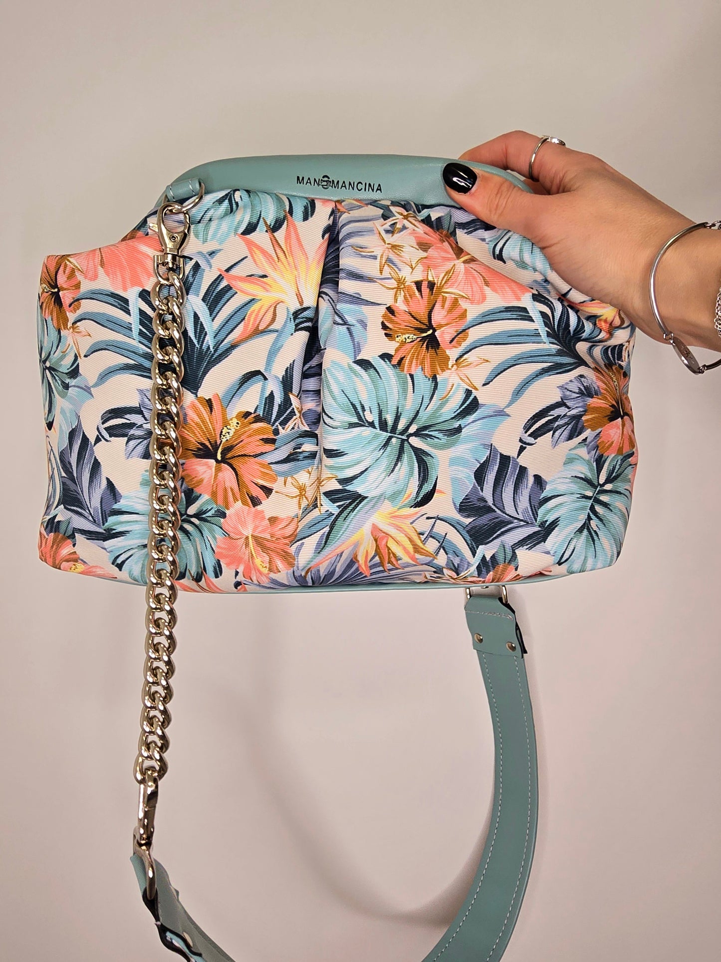 BORSA CLIC CLAC verde pastello / tropical