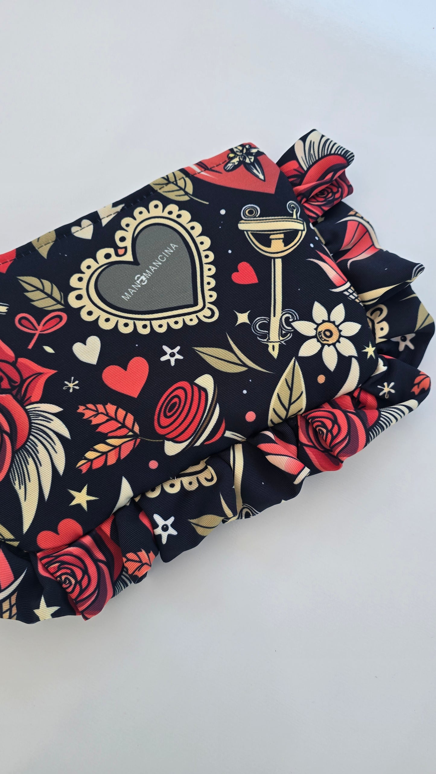 "MIRTA" pochette con rouches love tattoo