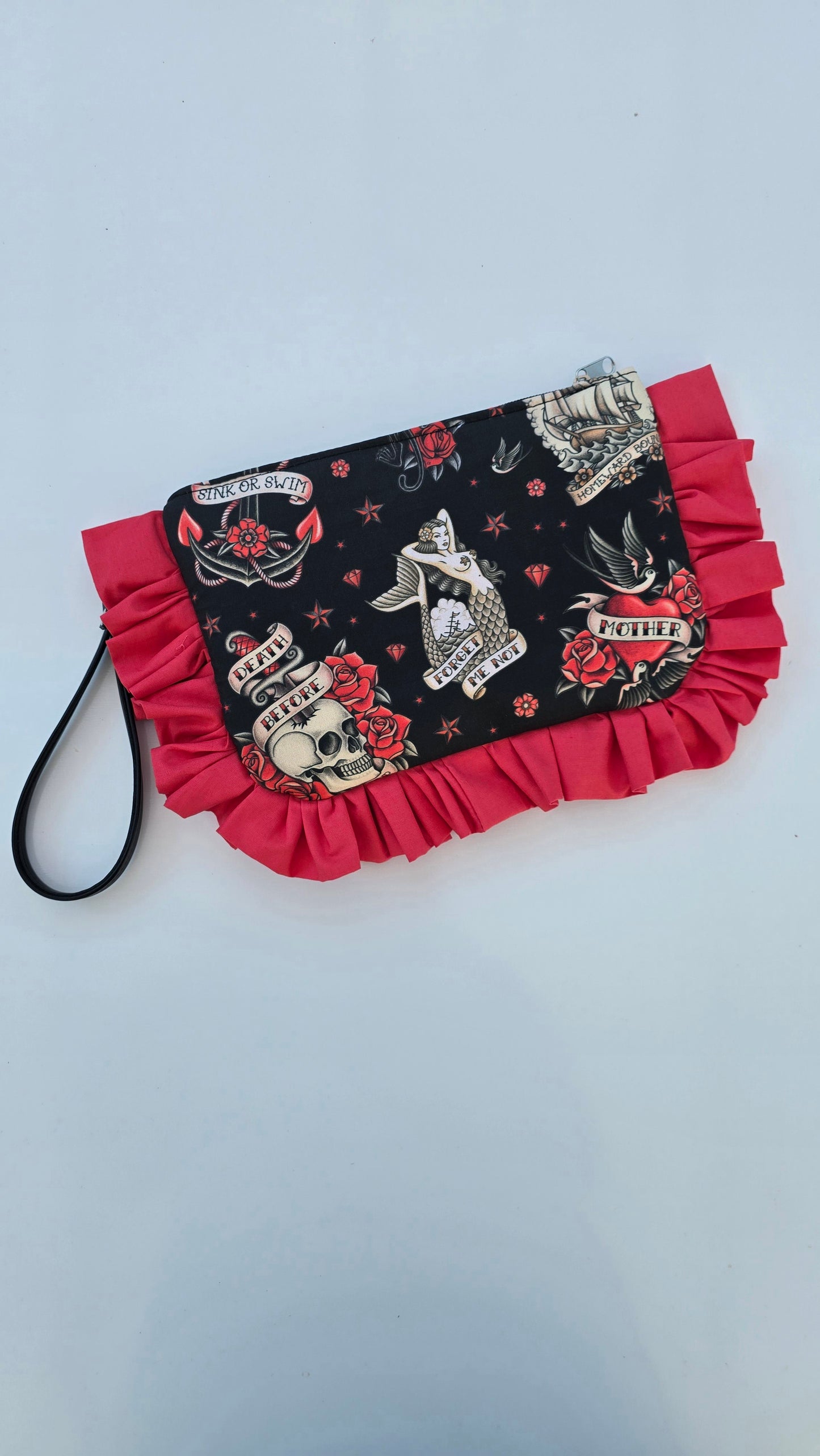 "MIRTA" pochette con rouches TATTOO MOTHER