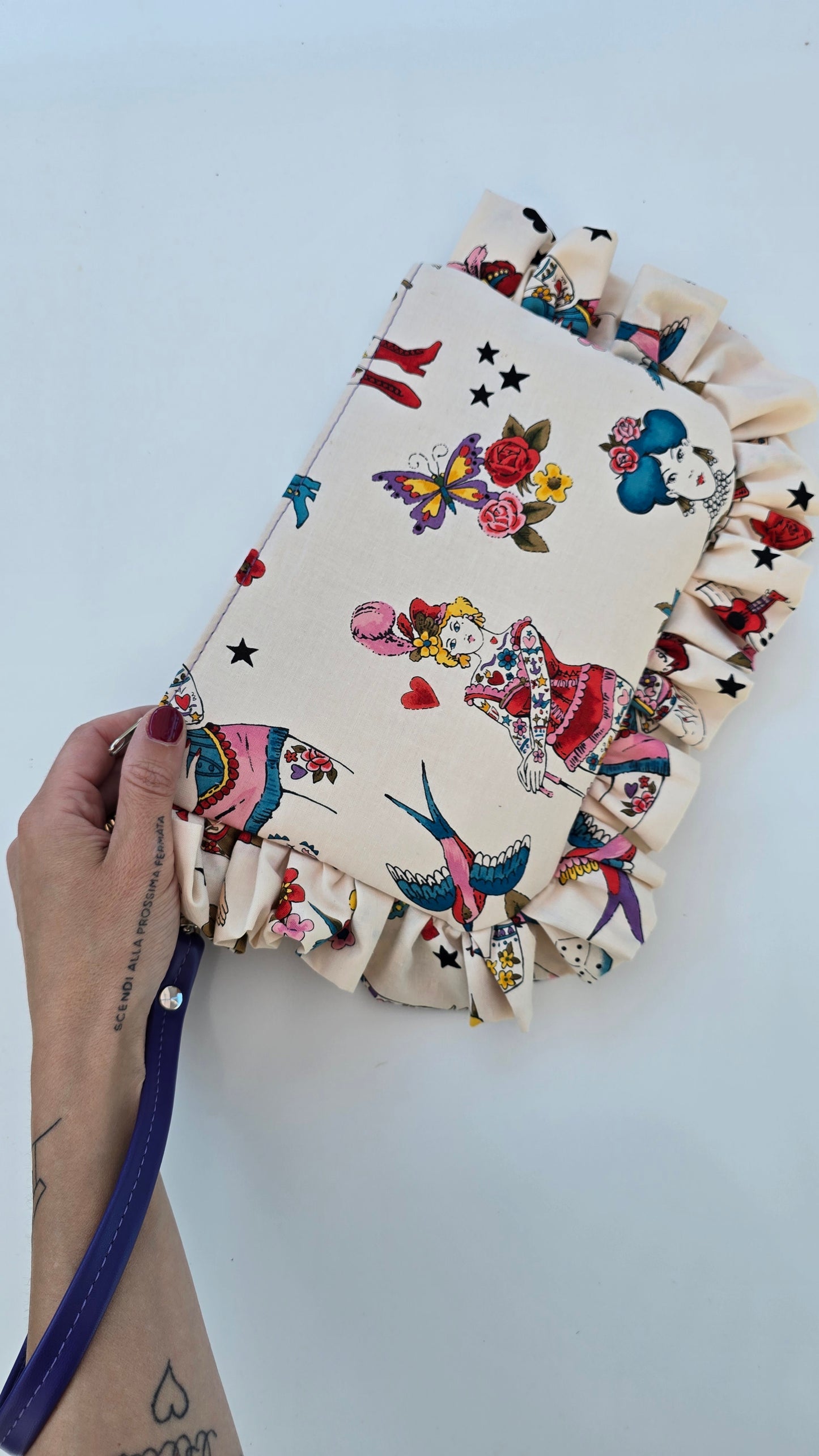 "MIRTA" pochette con rouches DONNE TATTOO