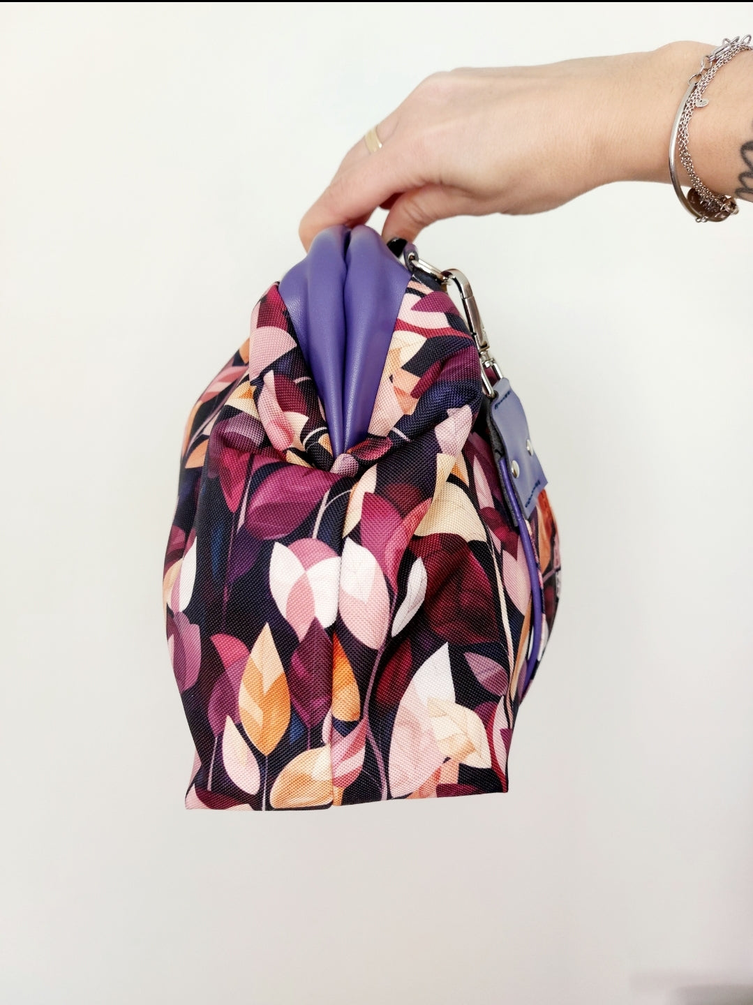 BORSA CLIC CLAC viola / foglie