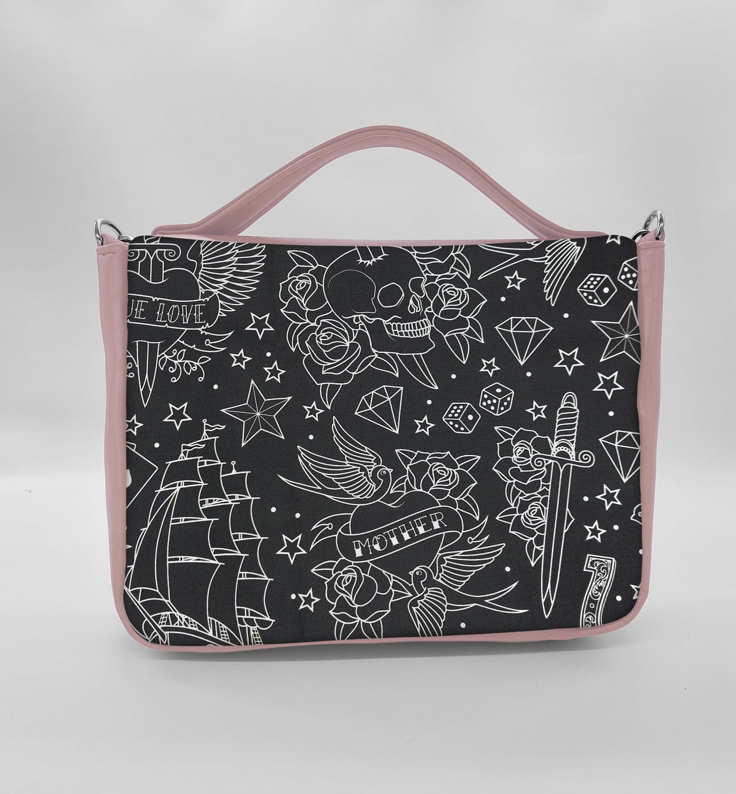 "DOTTY" VEGAN midi SIMILPELLE rosa antico/tattoo black