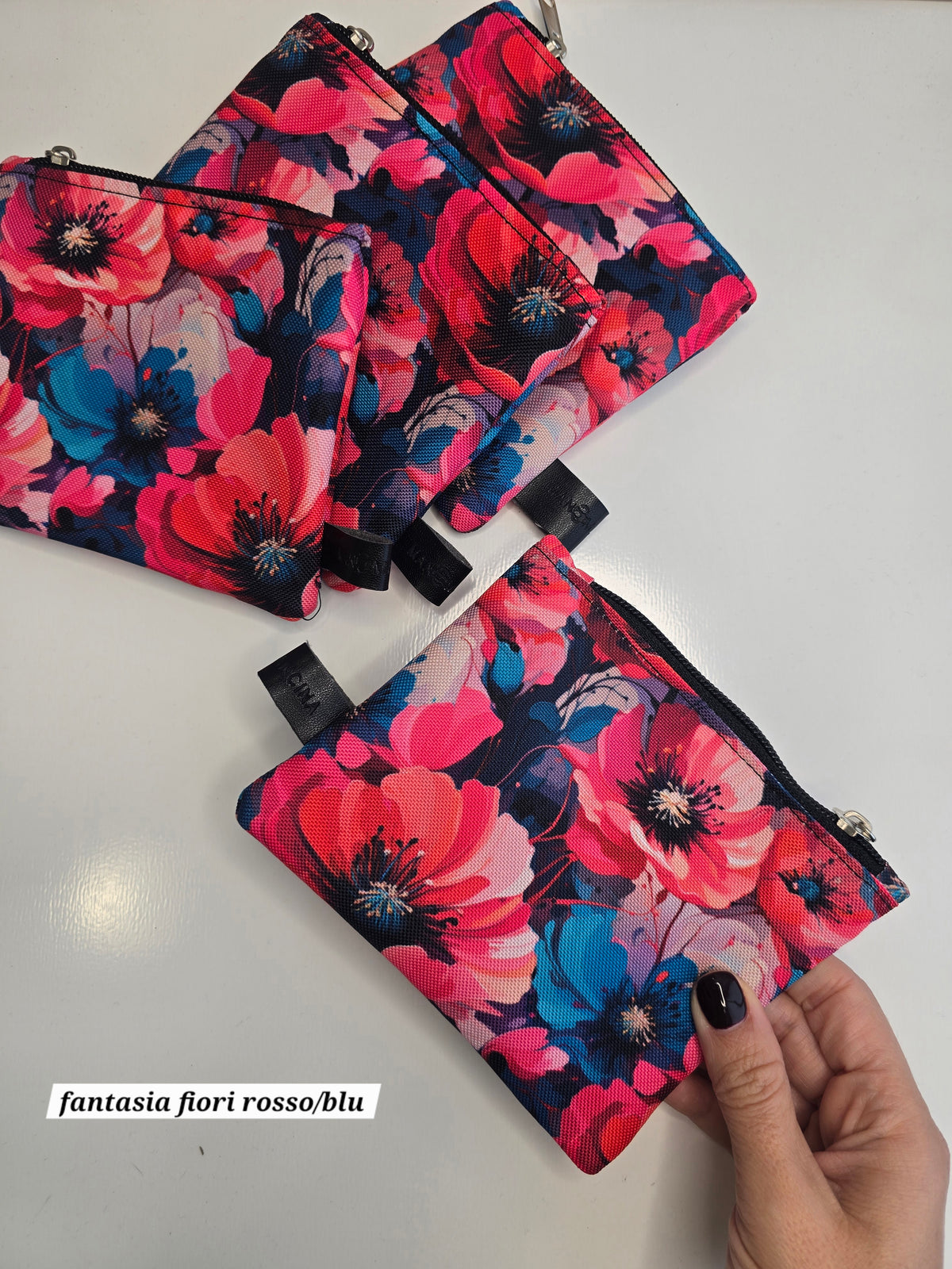 Mini pochette Fiori rosso blu