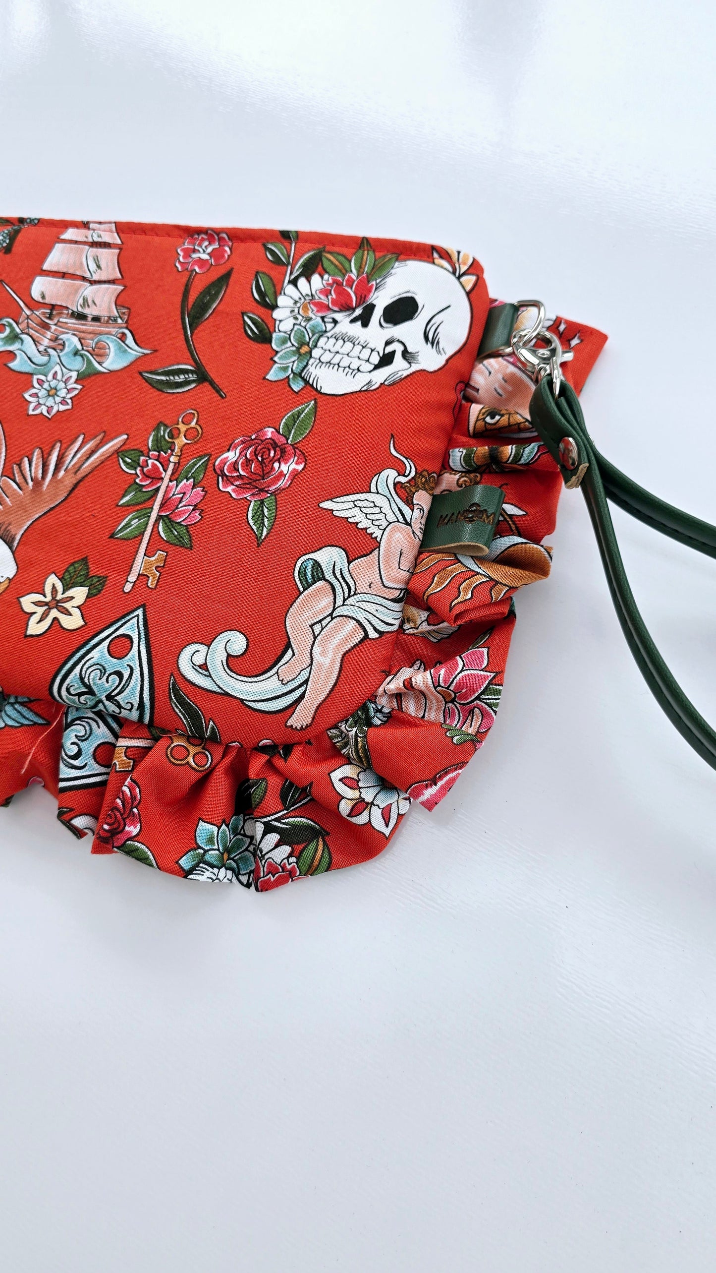 "MIRTA" pochette con rouches TELL TALE ROSSO